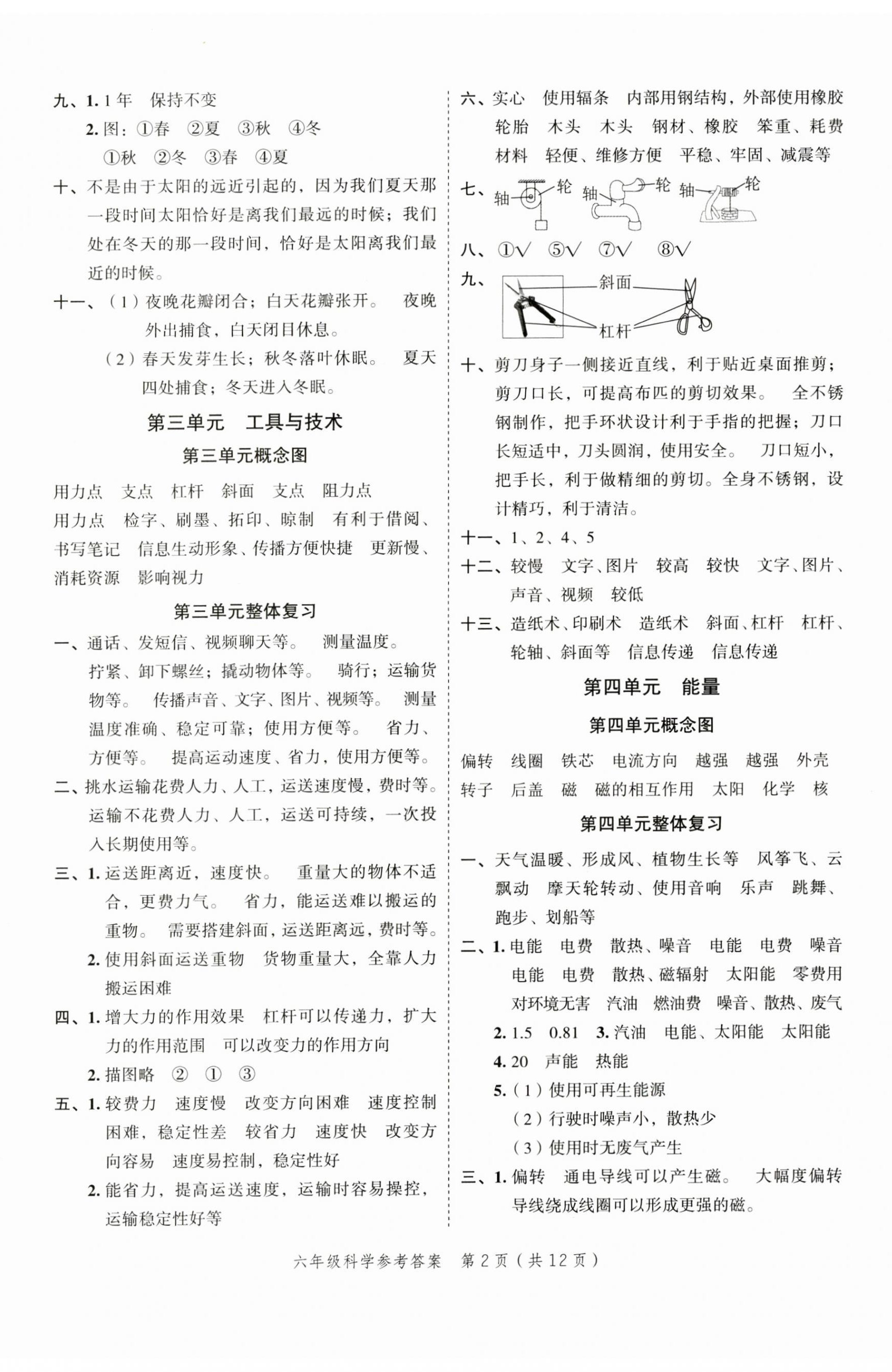 2023年名師面對面小考滿分特訓方案科學 參考答案第2頁