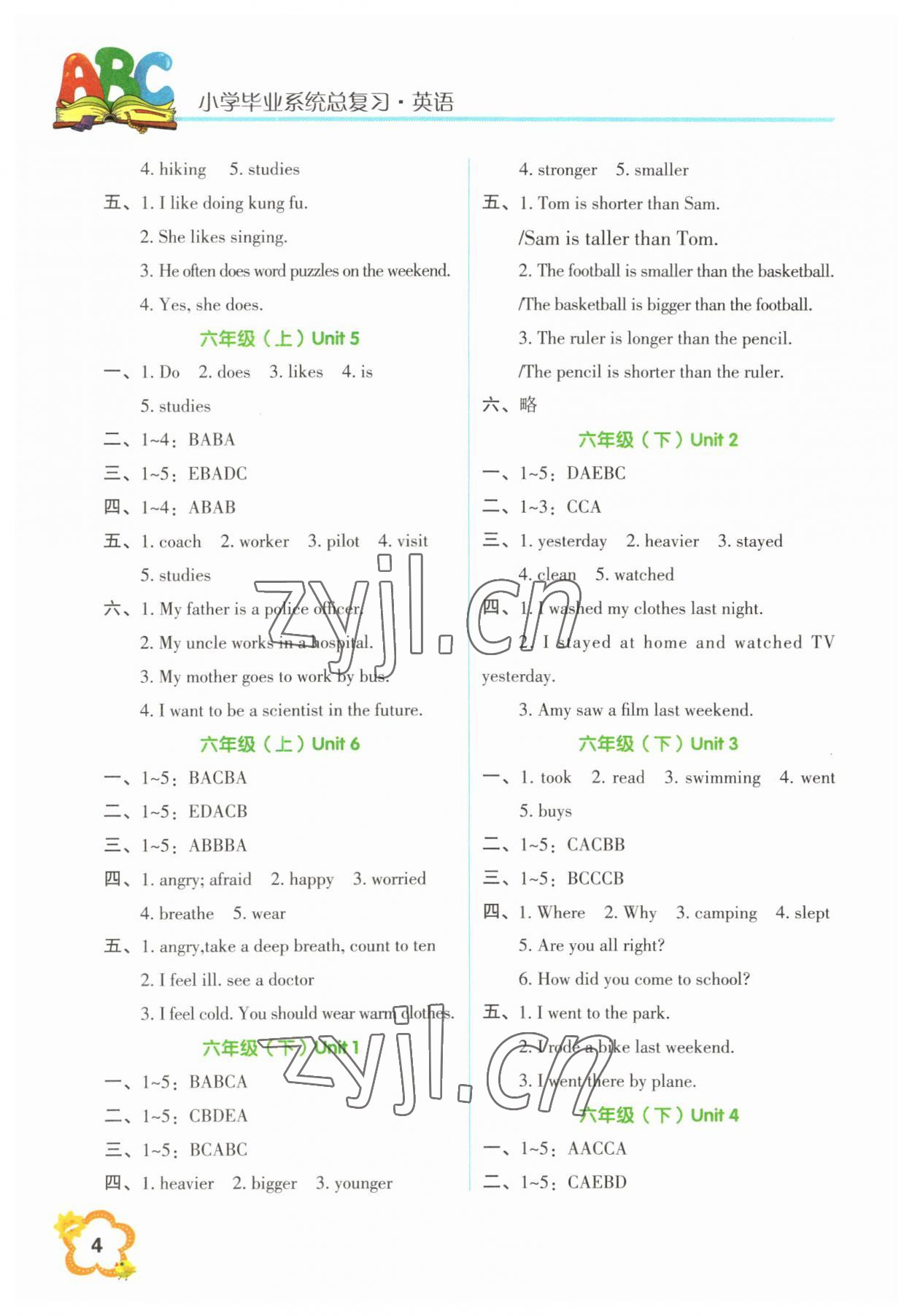 2023年小學畢業(yè)系統(tǒng)總復習一本通六年級英語浙江專版 第4頁