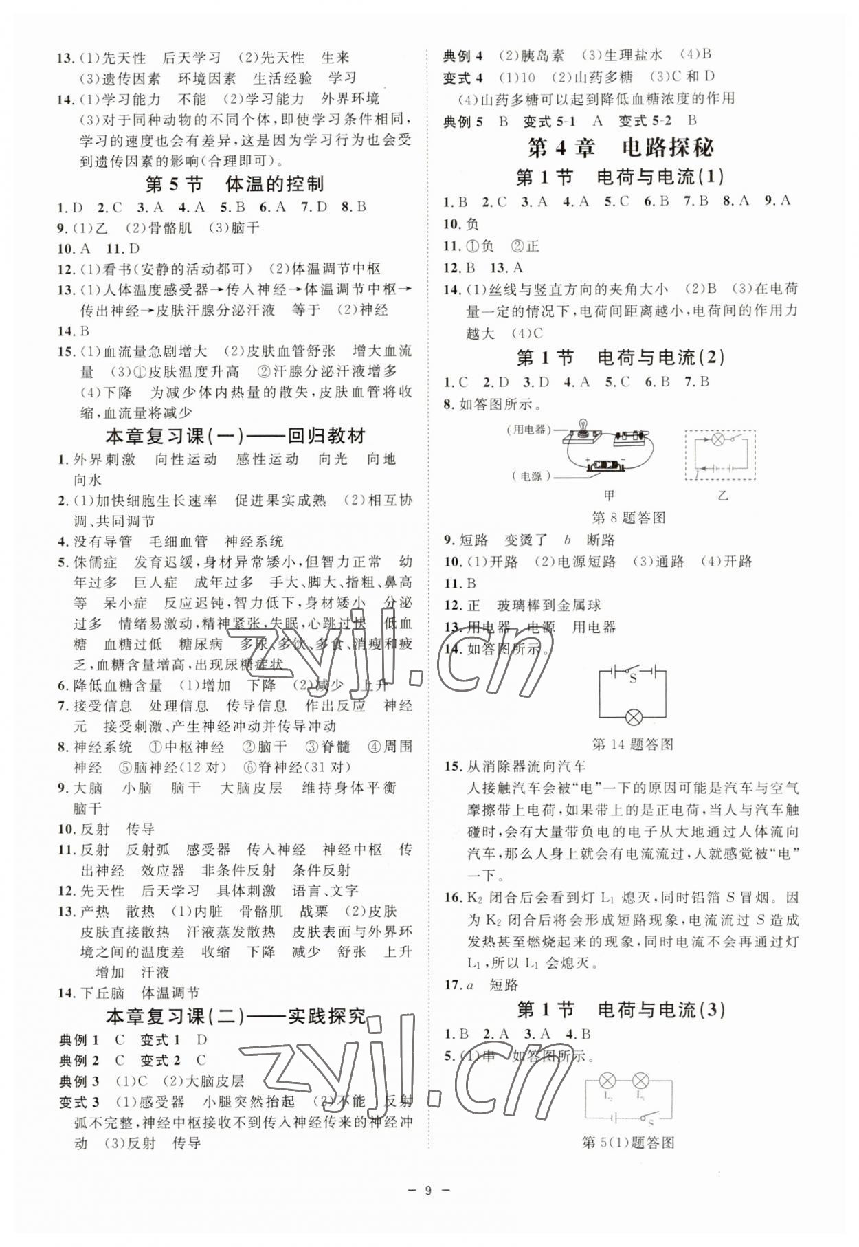 2023年全效學(xué)習(xí)八年級(jí)科學(xué)上冊浙教版精華版 參考答案第8頁