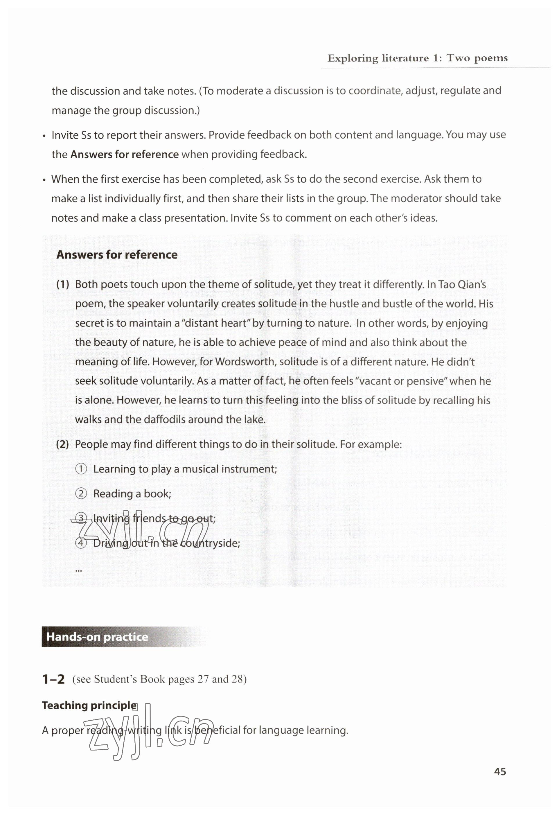 2023年教材课本高中英语选择性必修第三册沪教版&nbsp;参考答案第45页