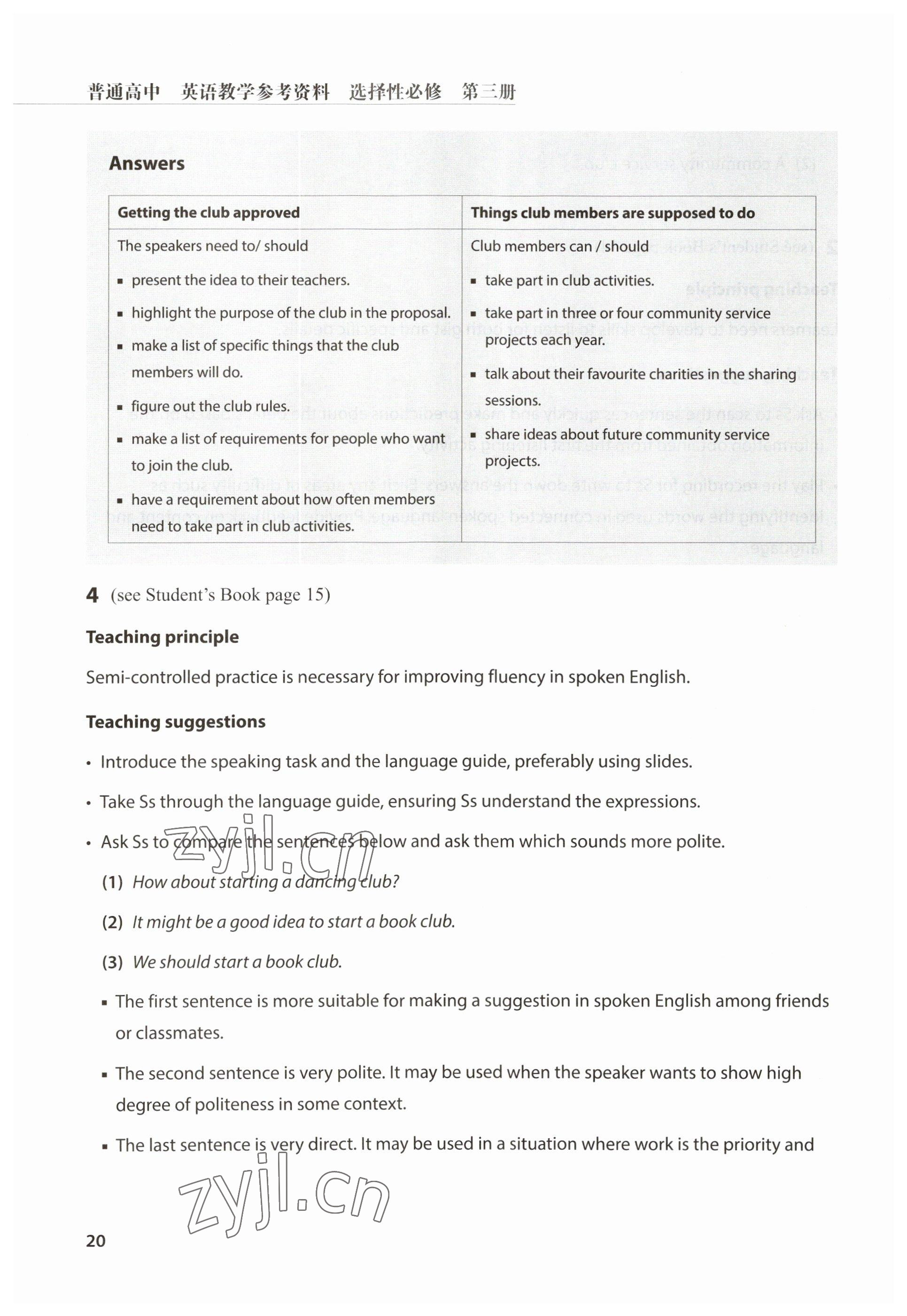 2023年教材课本高中英语选择性必修第三册沪教版&nbsp;参考答案第20页