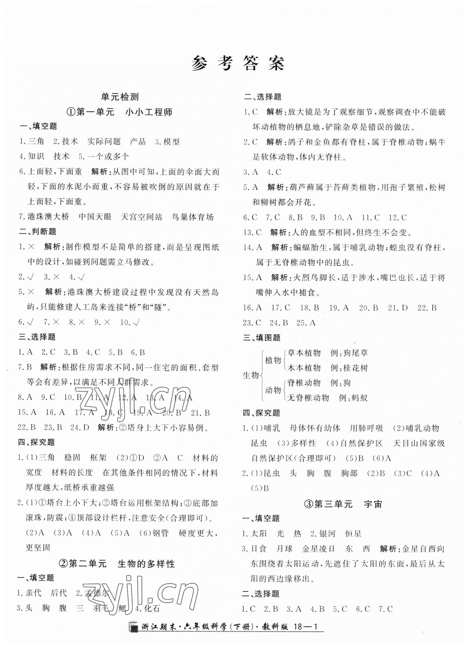 2023年勵(lì)耘書業(yè)浙江期末六年級(jí)科學(xué)下冊(cè)教科版 第1頁