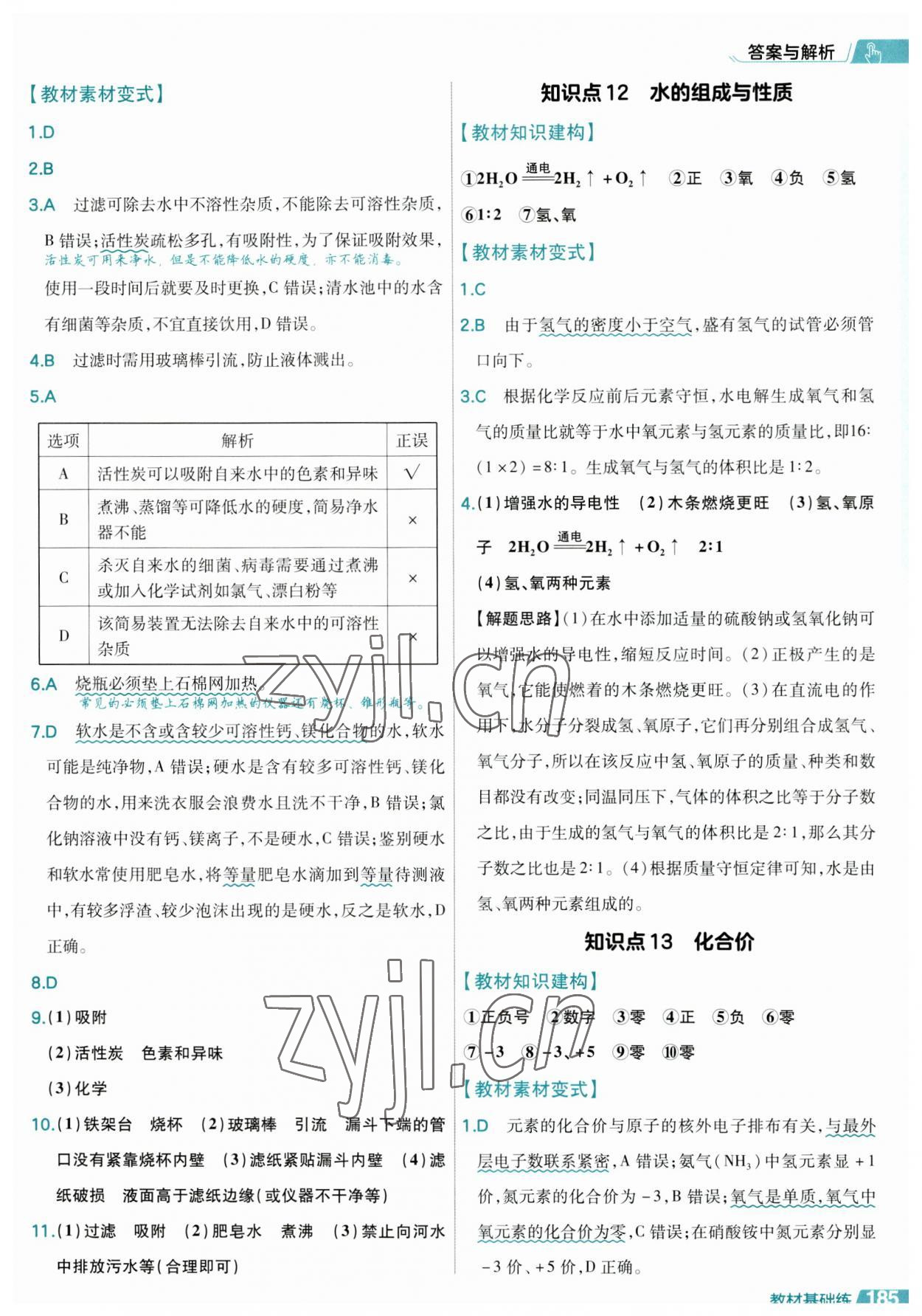 2023年基礎(chǔ)雙練中考化學(xué)&nbsp;參考答案第9頁