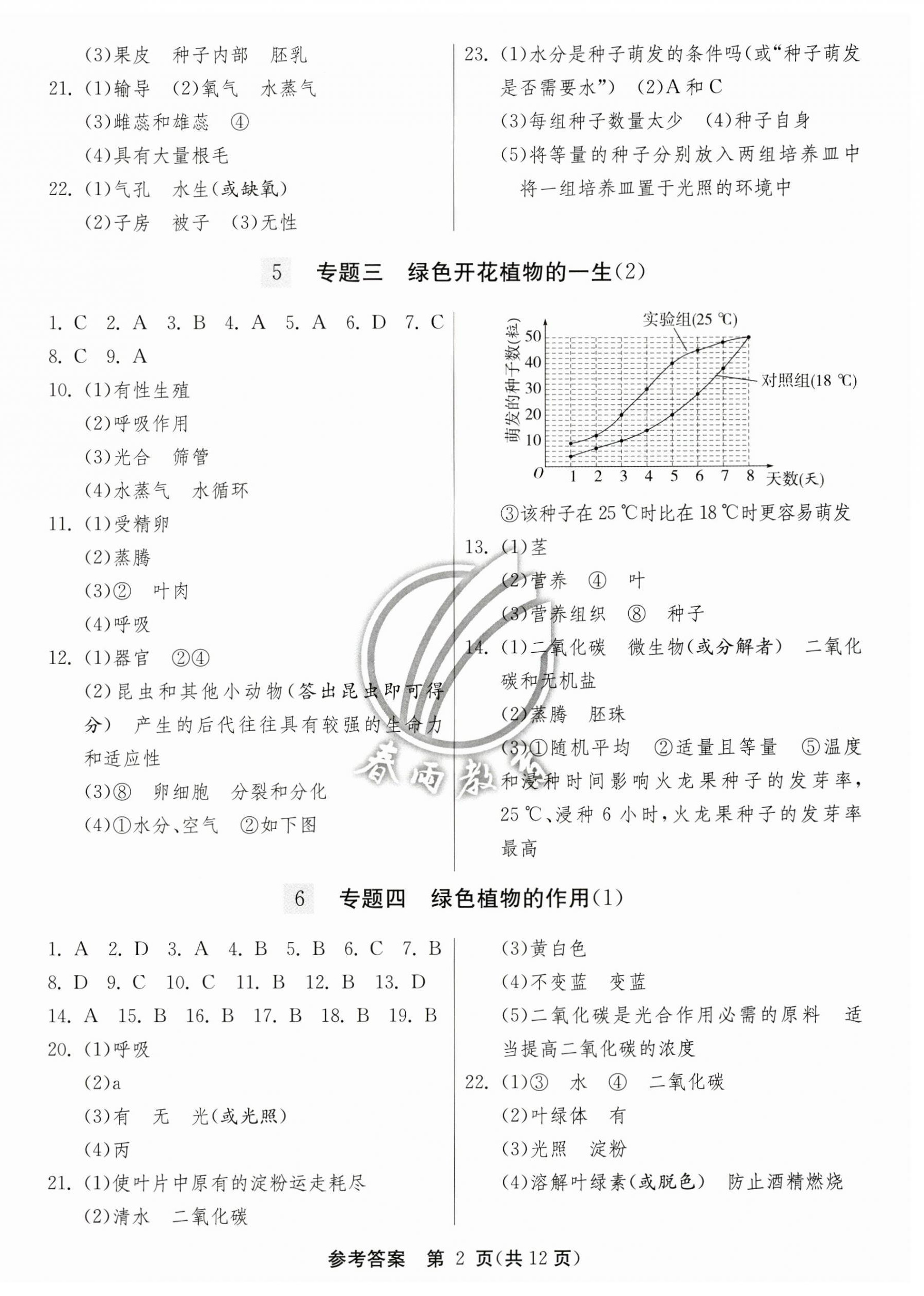 2023年春雨教育中考試卷精選生物連云港專版 第2頁