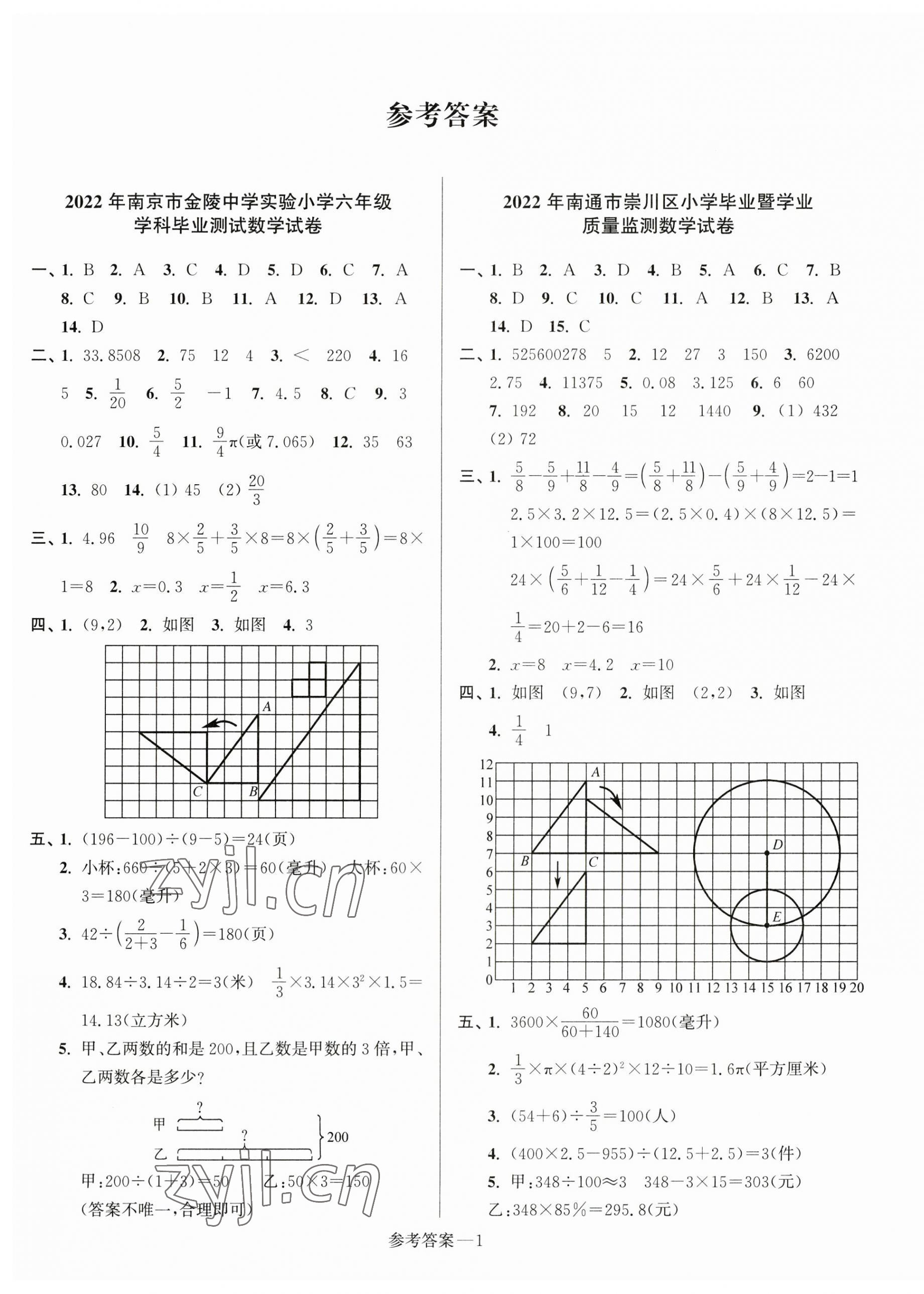 2023年超能学典江苏13大市名牌小学毕业升学真卷精编六年级数学2版 第1页