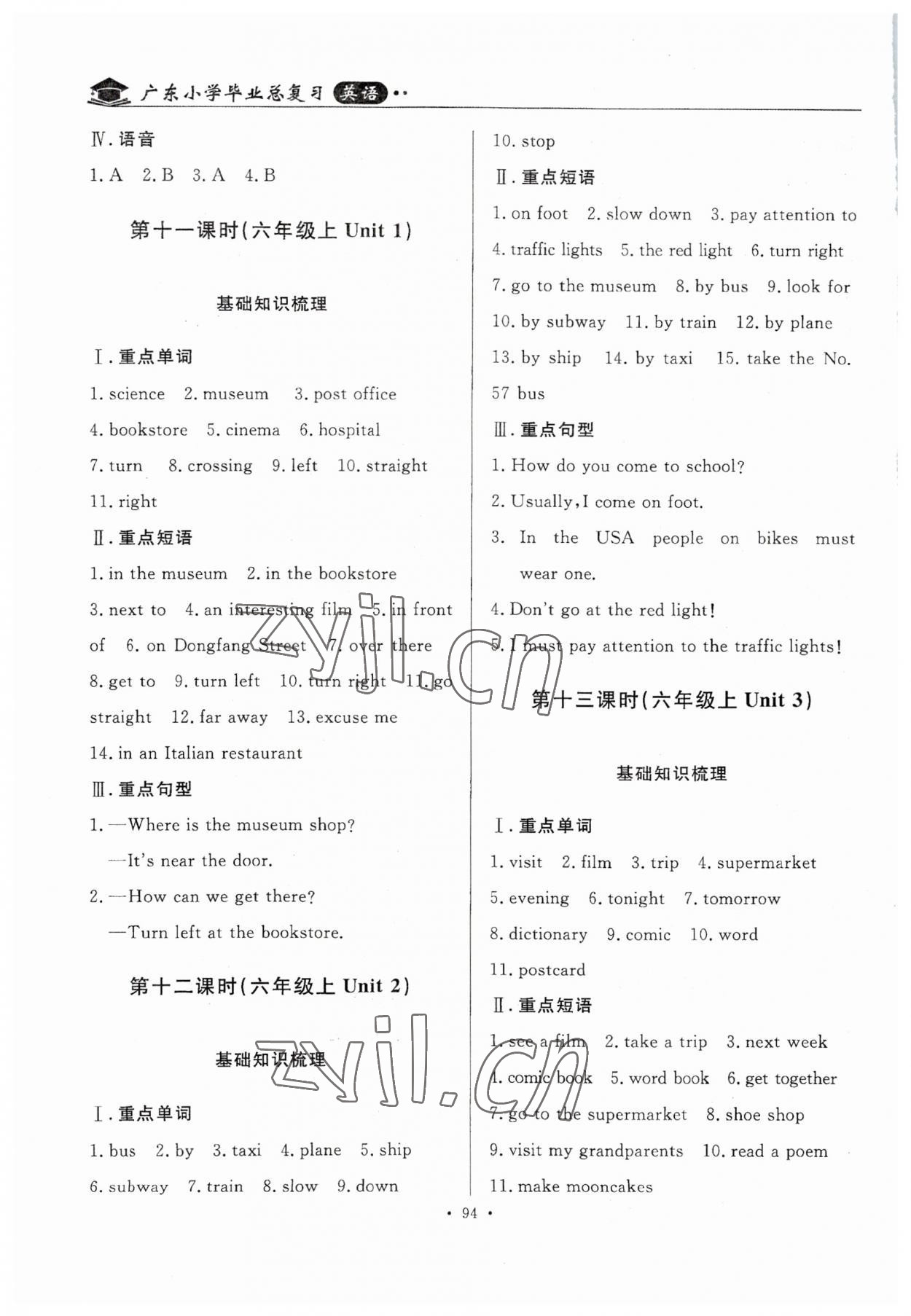 2023年小学毕业总复习英语佛山专版 参考答案第10页