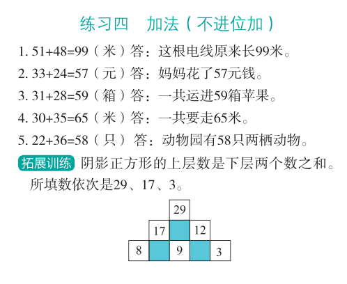 2023年應(yīng)用題思維強(qiáng)化訓(xùn)練二年級(jí)數(shù)學(xué)全一冊(cè)人教版 參考答案第4頁