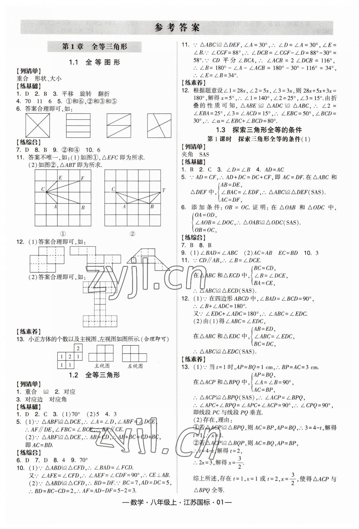 2023年經(jīng)綸學(xué)典課時作業(yè)八年級數(shù)學(xué)上冊江蘇版 第1頁