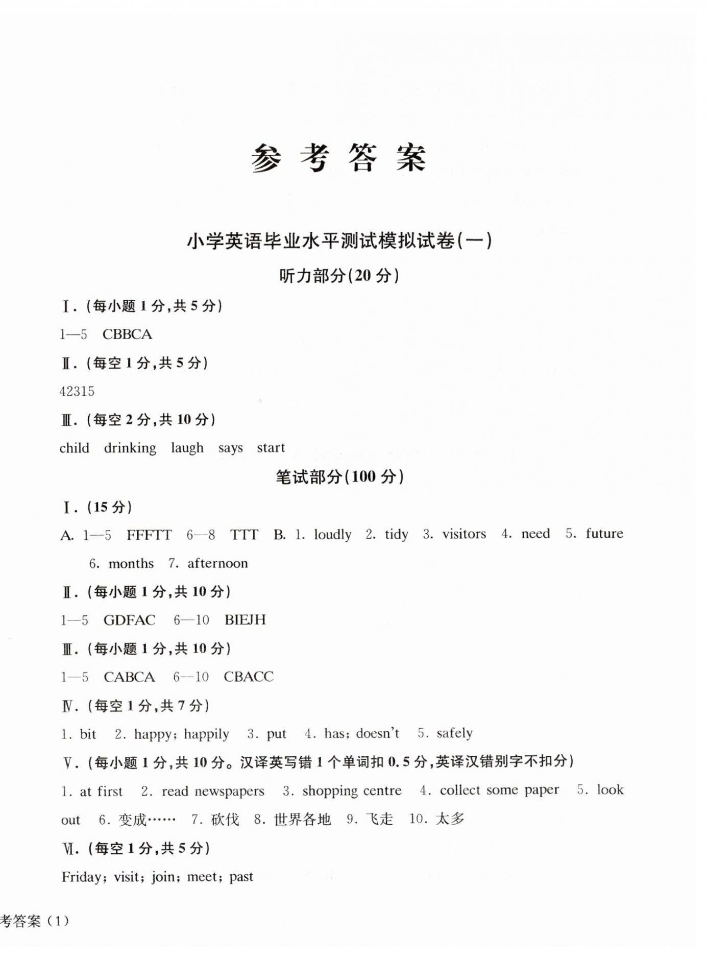 2023年小升初小學(xué)生畢業(yè)水平測(cè)試模擬卷英語(yǔ) 第1頁(yè)