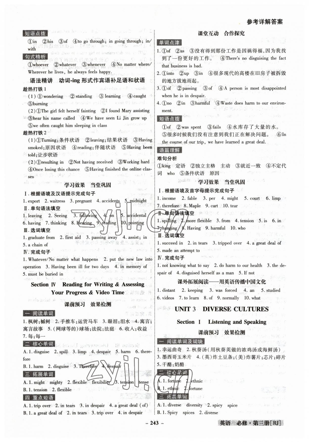 2023年金版教程高中新課程創(chuàng)新導(dǎo)學(xué)案英語必修第三冊人教版 參考答案第5頁