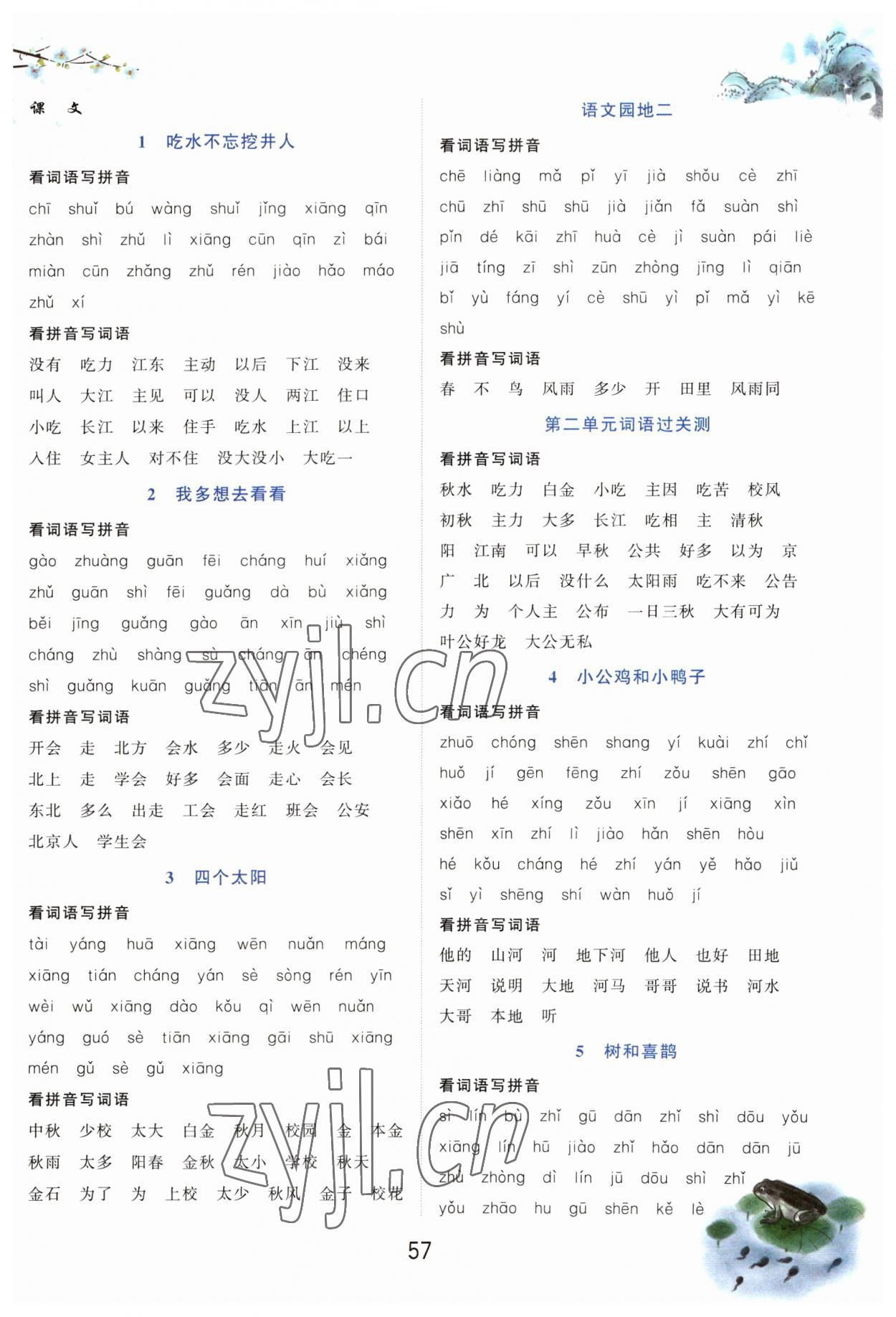 2023年看拼音寫生字詞語(yǔ)一年級(jí)語(yǔ)文下冊(cè)人教版 參考答案第2頁(yè)