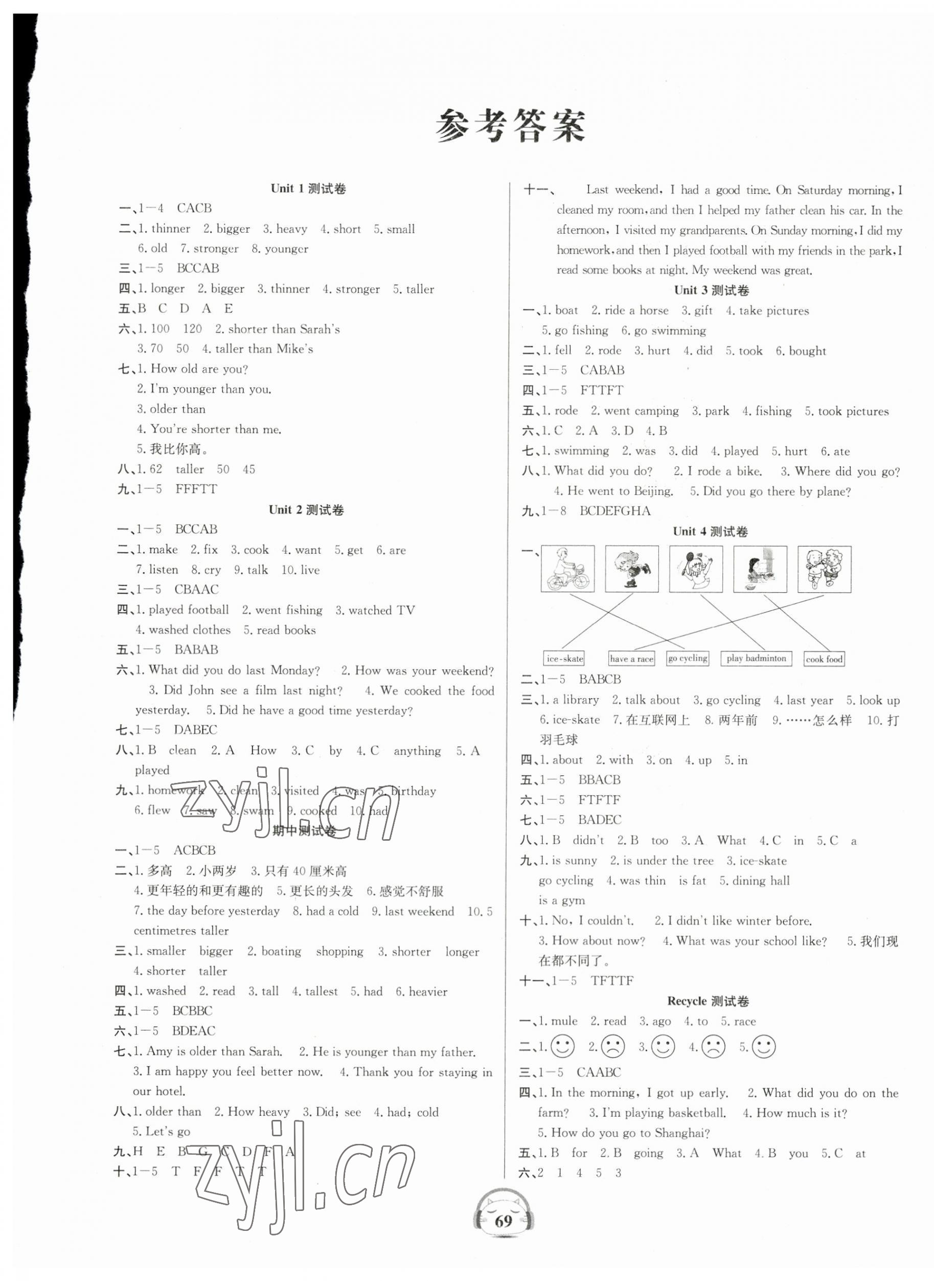 2023年品優(yōu)好卷單元加期末卷六年級(jí)英語(yǔ)下冊(cè)人教版 參考答案第1頁(yè)