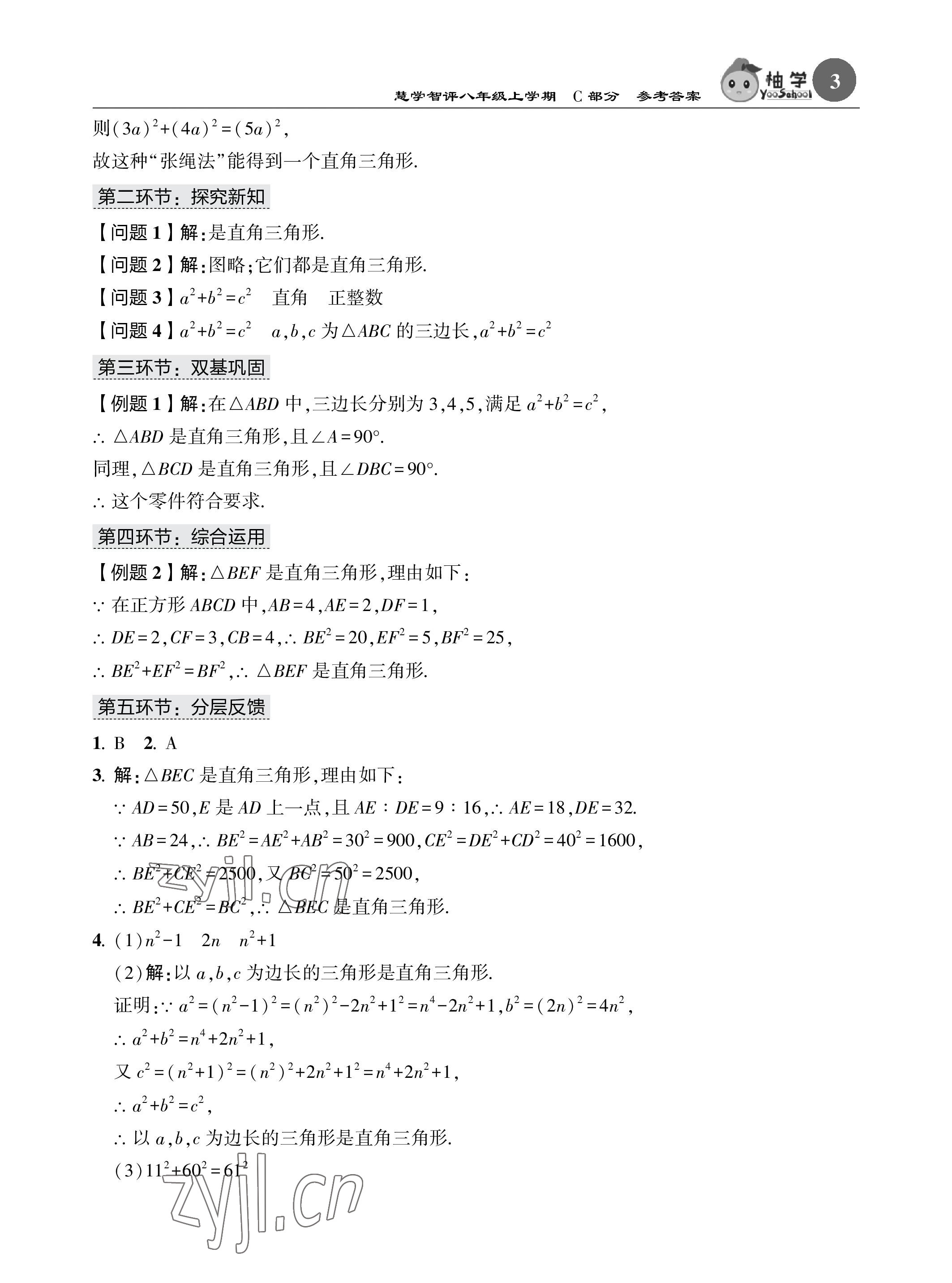 2023年五環(huán)導(dǎo)學(xué)八年級(jí)數(shù)學(xué)上冊(cè)北師大版 參考答案第3頁(yè)