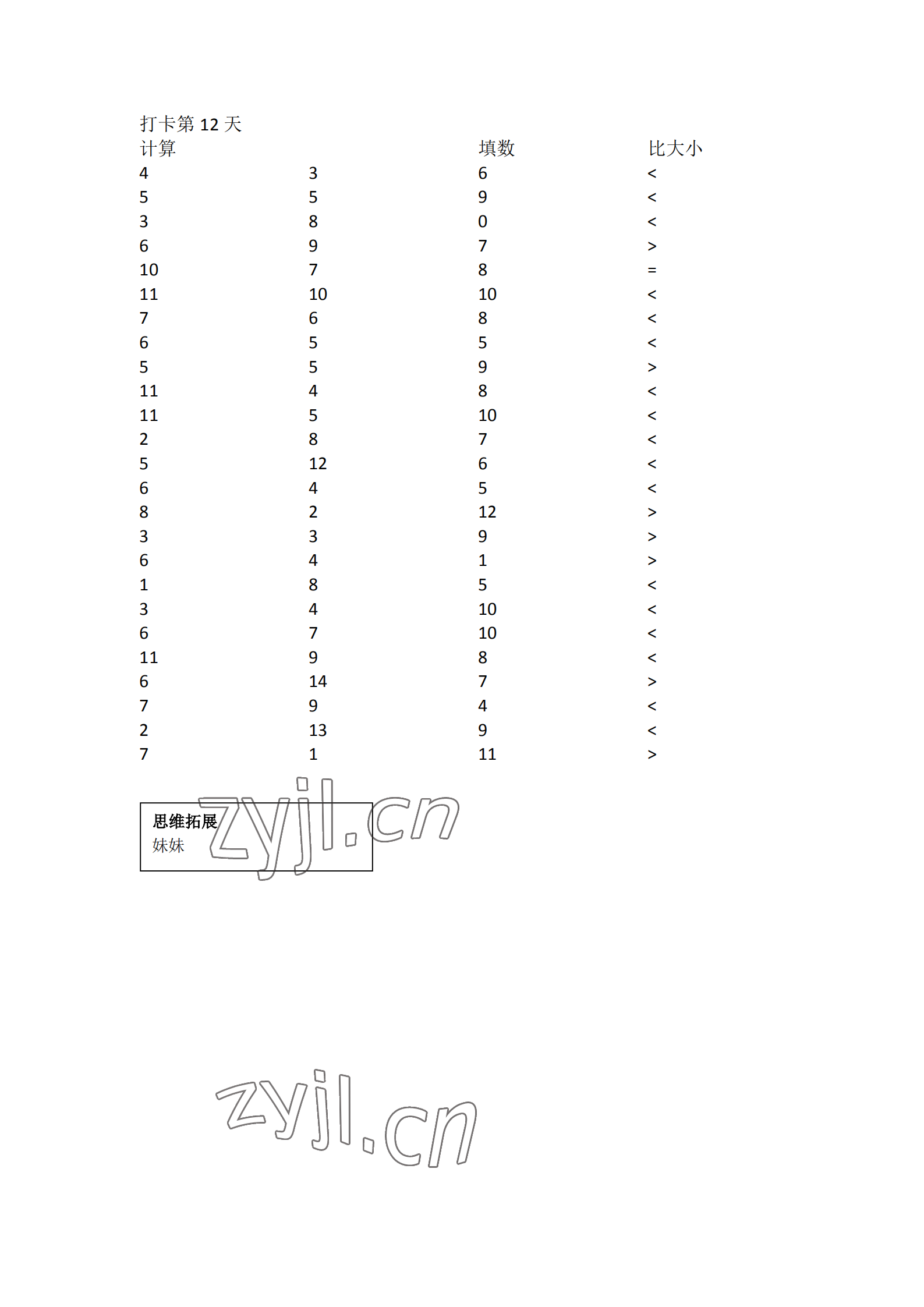 2023年口算題10000道一年級數(shù)學(xué)下冊人教版 參考答案第12頁