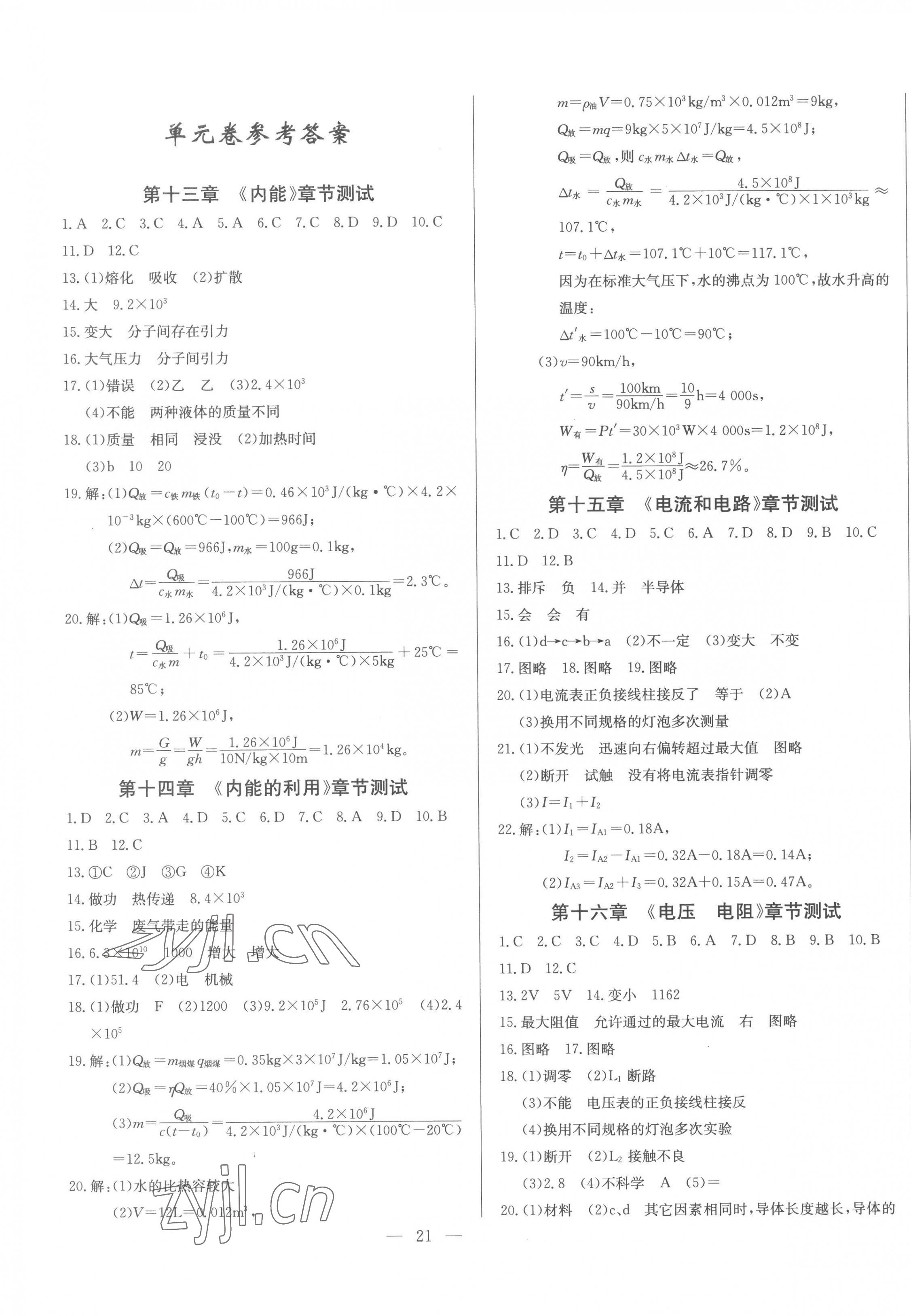 2023年思維新觀察九年級(jí)物理上冊(cè)人教版 第1頁(yè)