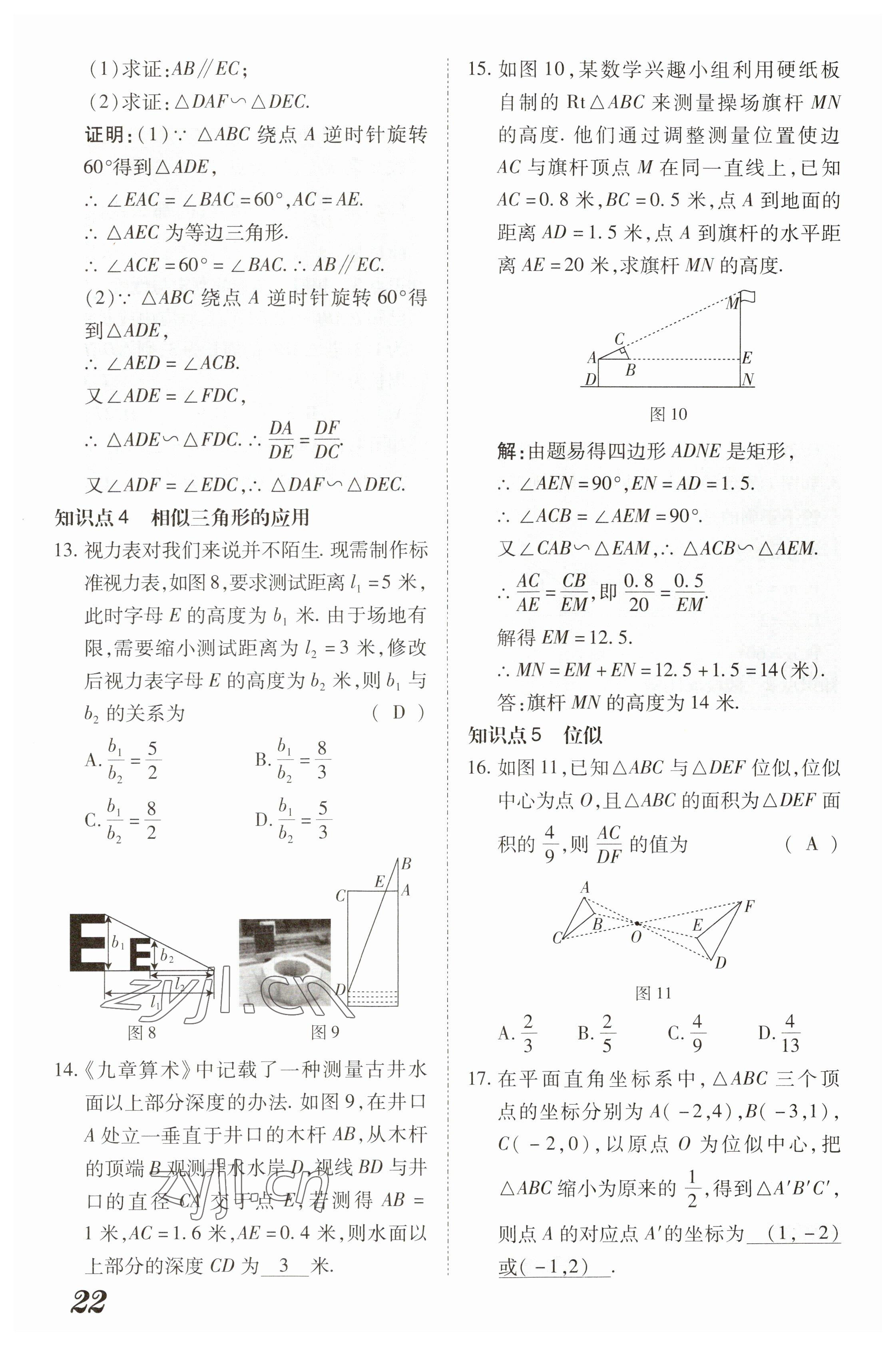 2023年領(lǐng)跑作業(yè)本九年級數(shù)學(xué)全一冊人教版 參考答案第105頁