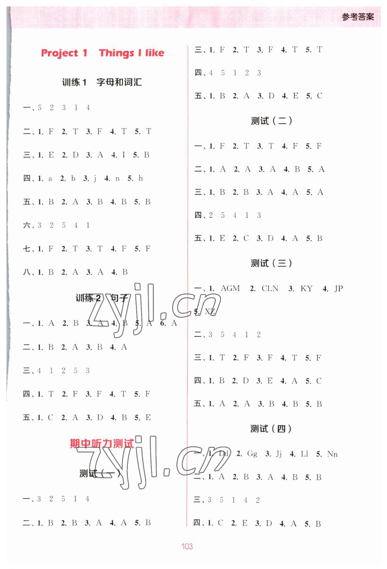 2023年通城學(xué)典小學(xué)英語(yǔ)聽(tīng)力能手一年級(jí)下冊(cè)譯林版 參考答案第3頁(yè)