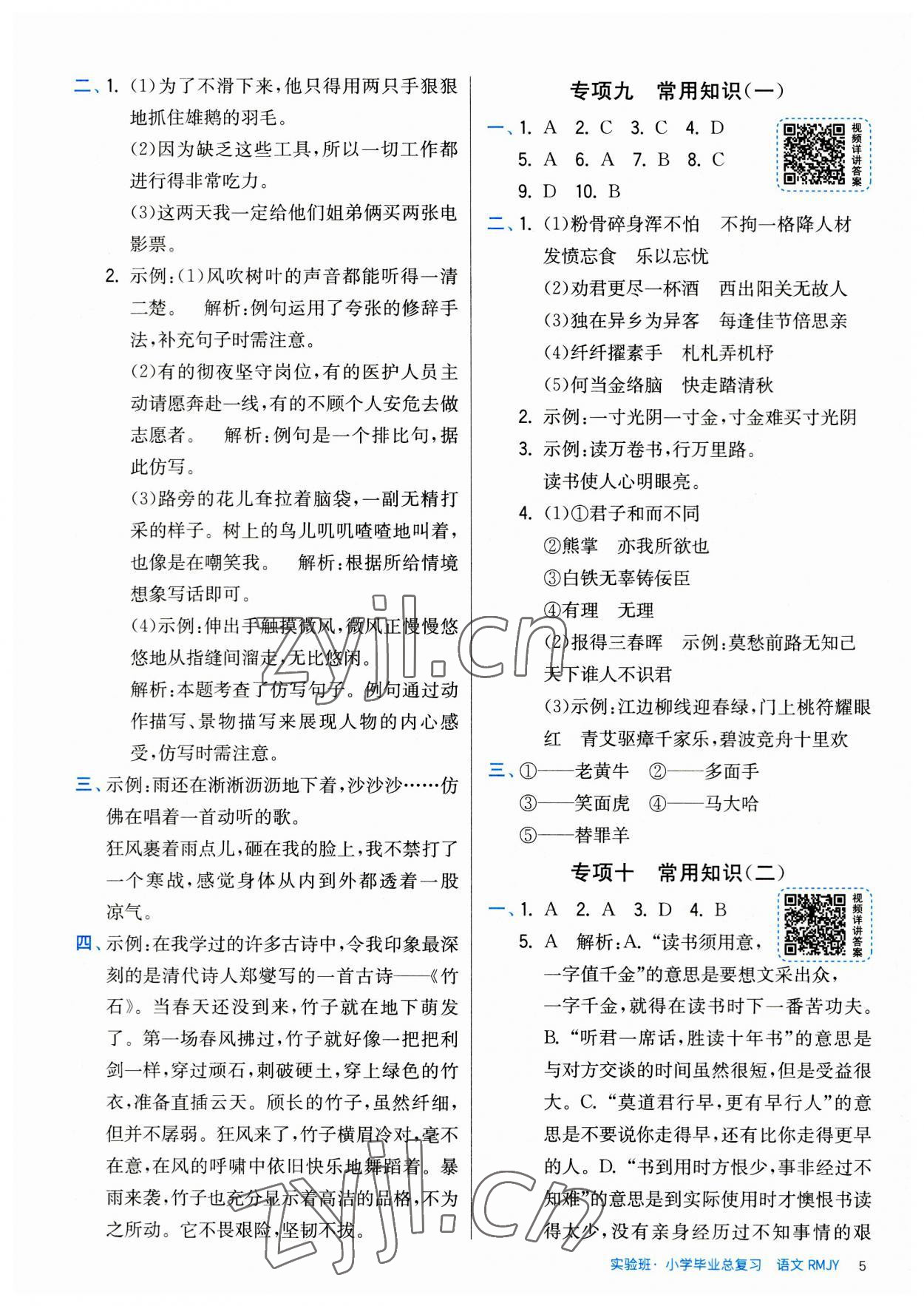 2023年實(shí)驗(yàn)班小學(xué)畢業(yè)總復(fù)習(xí)語(yǔ)文 第5頁(yè)