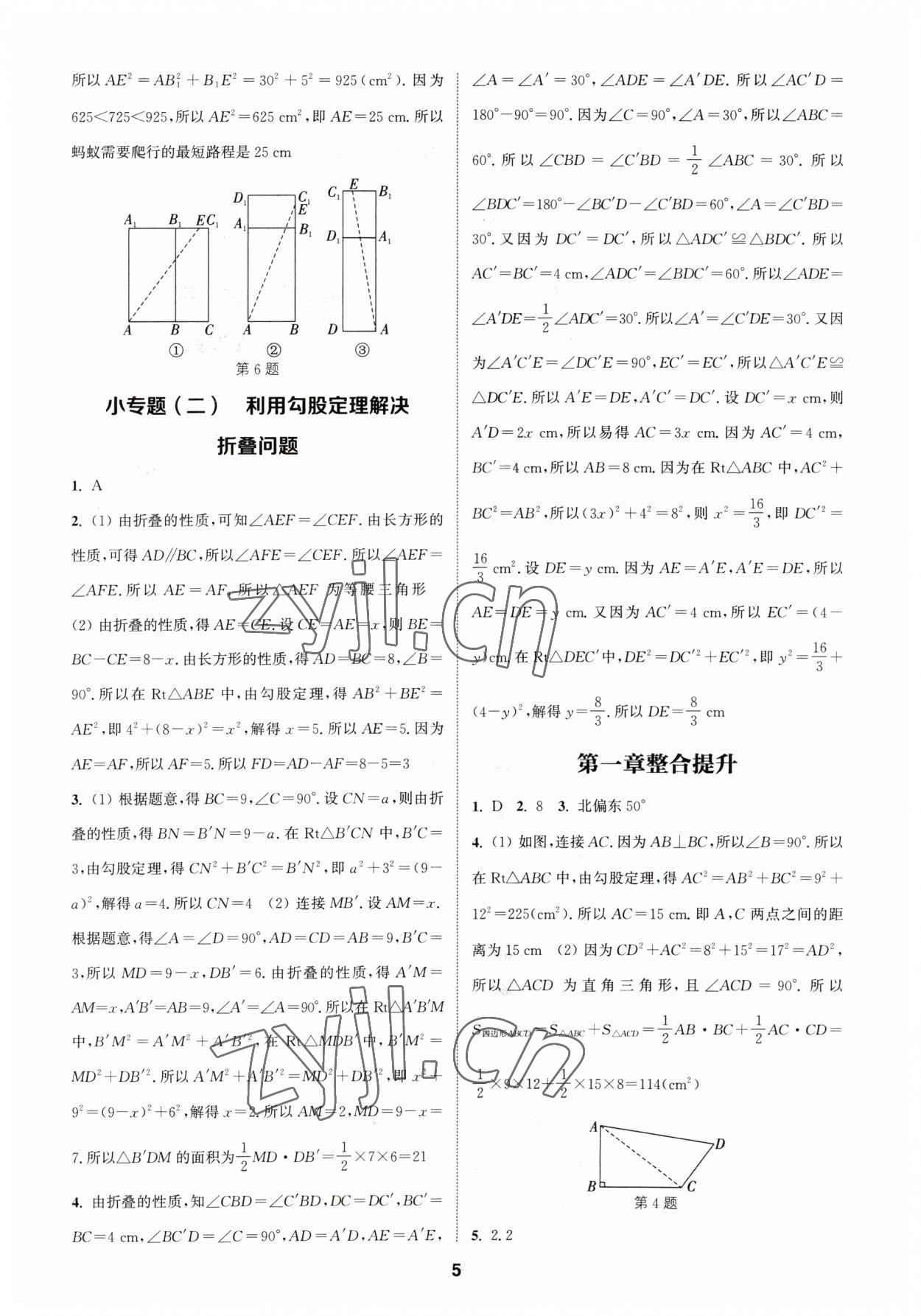 2023年通城学典课时作业本八年级数学上册北师大版 参考答案第4页