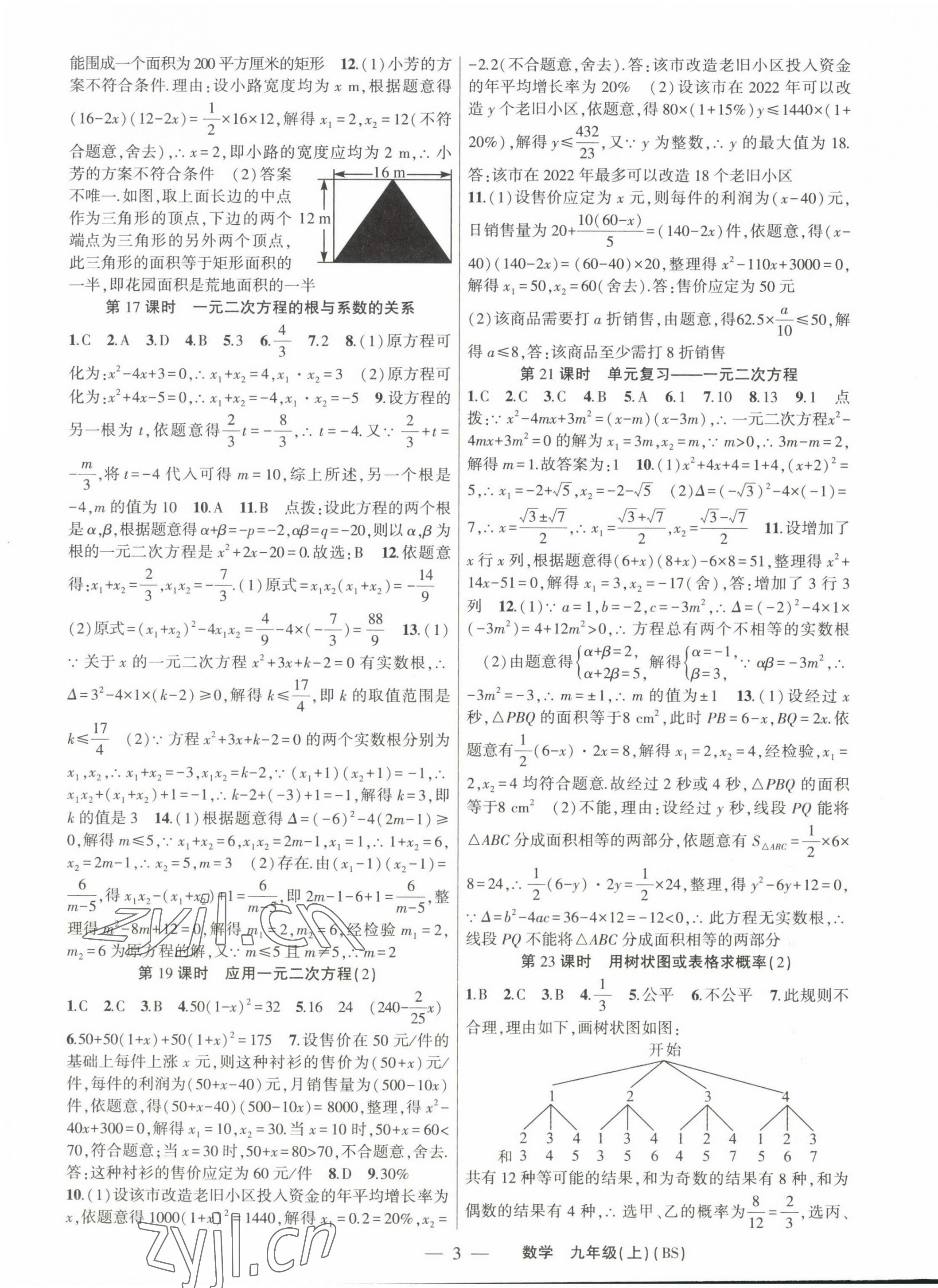 2023年原创新课堂九年级数学上册北师大版深圳专版 第3页