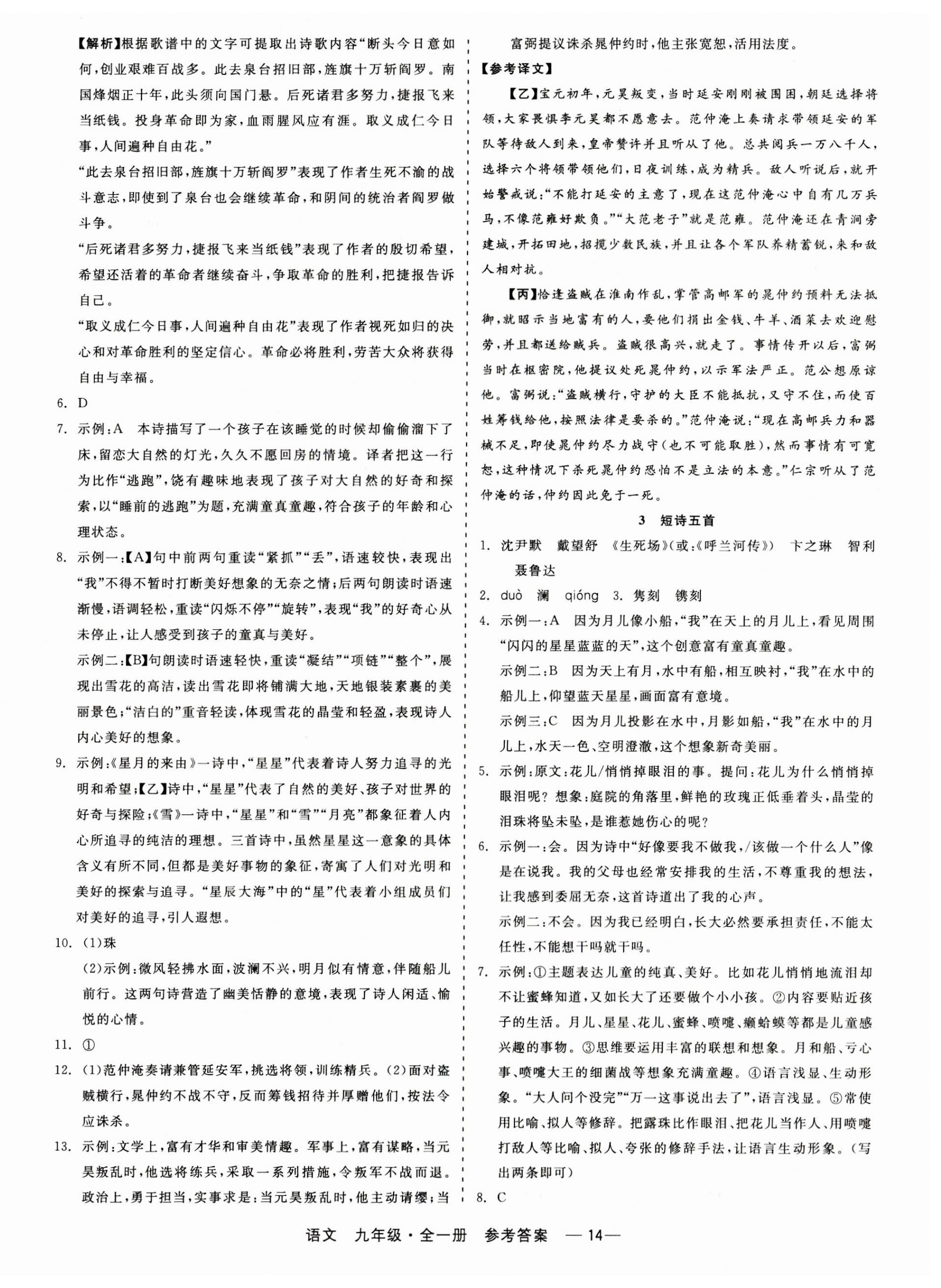 2023年精彩练习就练这一本九年级语文全一册人教版 第14页