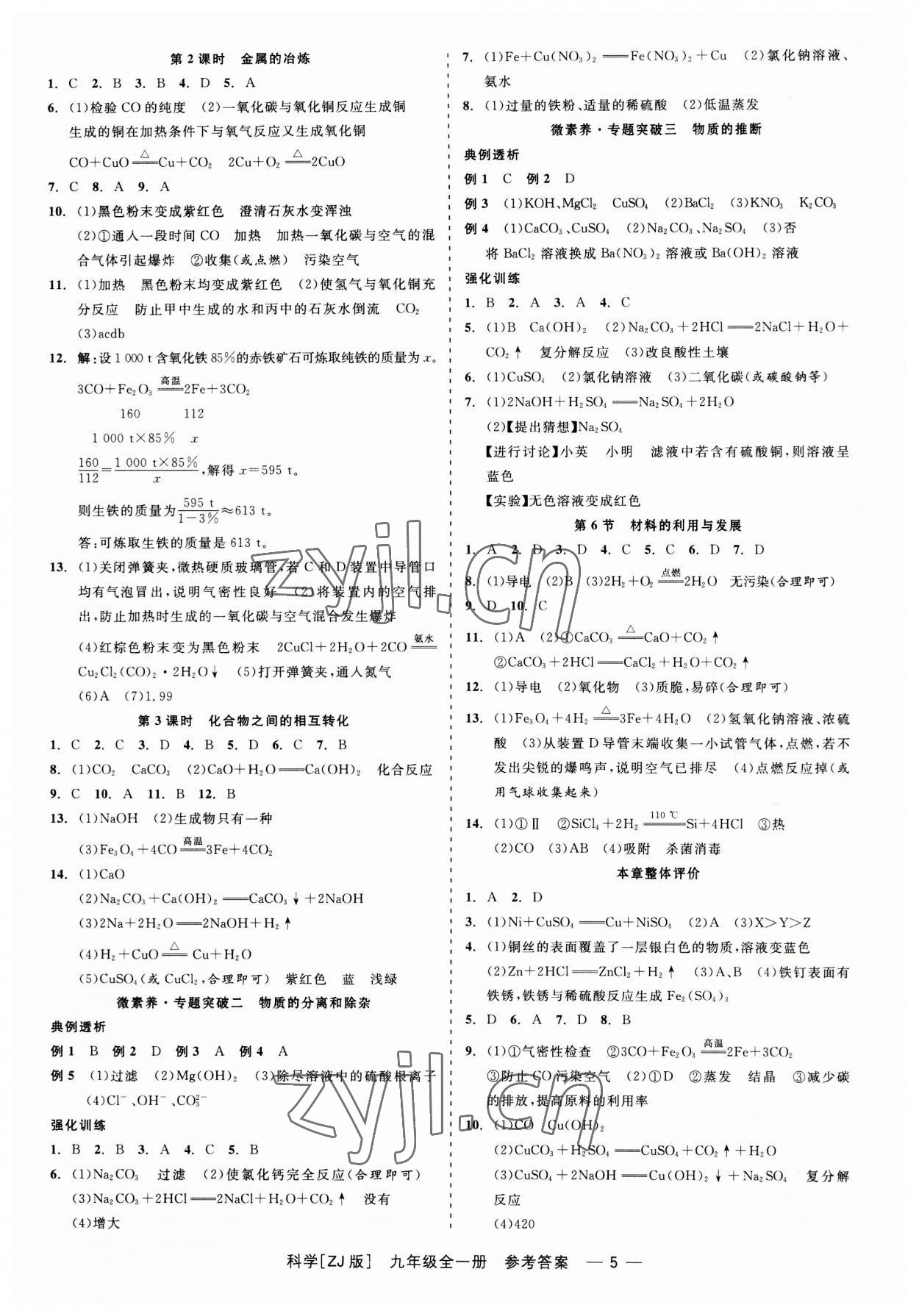 2023年精彩练习就练这一本九年级科学全一册浙教版 第5页