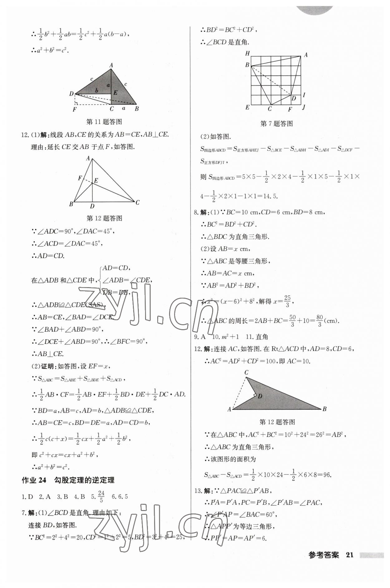 2023年启东中学作业本八年级数学上册江苏版 第21页