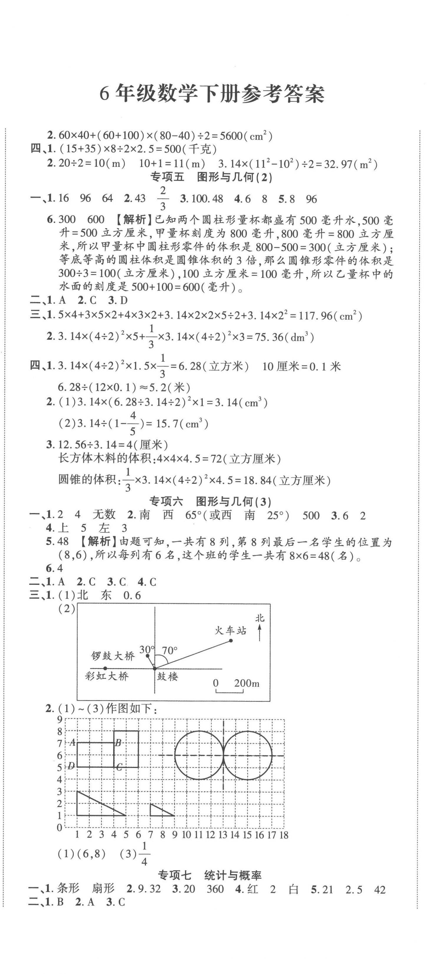 2023年真題期末抓分卷六年級數學下冊人教版 參考答案第2頁