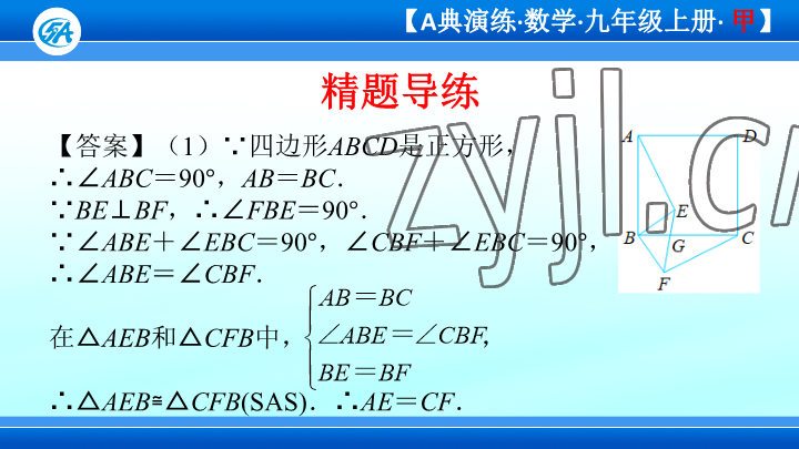 2023年優(yōu)藍數(shù)學(xué)A典演練九年級上冊北師大版 參考答案第59頁