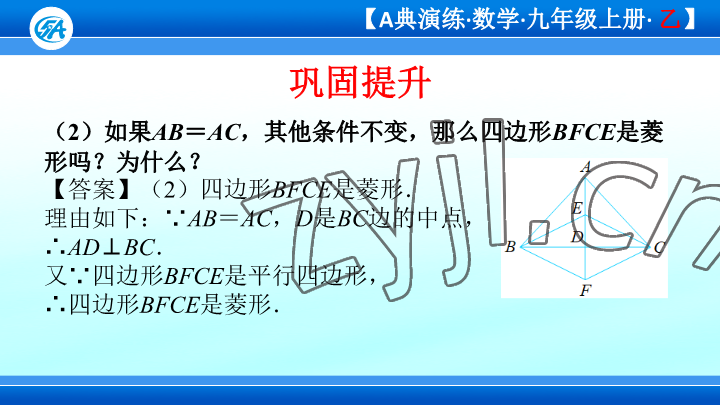 2023年優(yōu)藍數(shù)學A典演練九年級上冊北師大版 參考答案第13頁