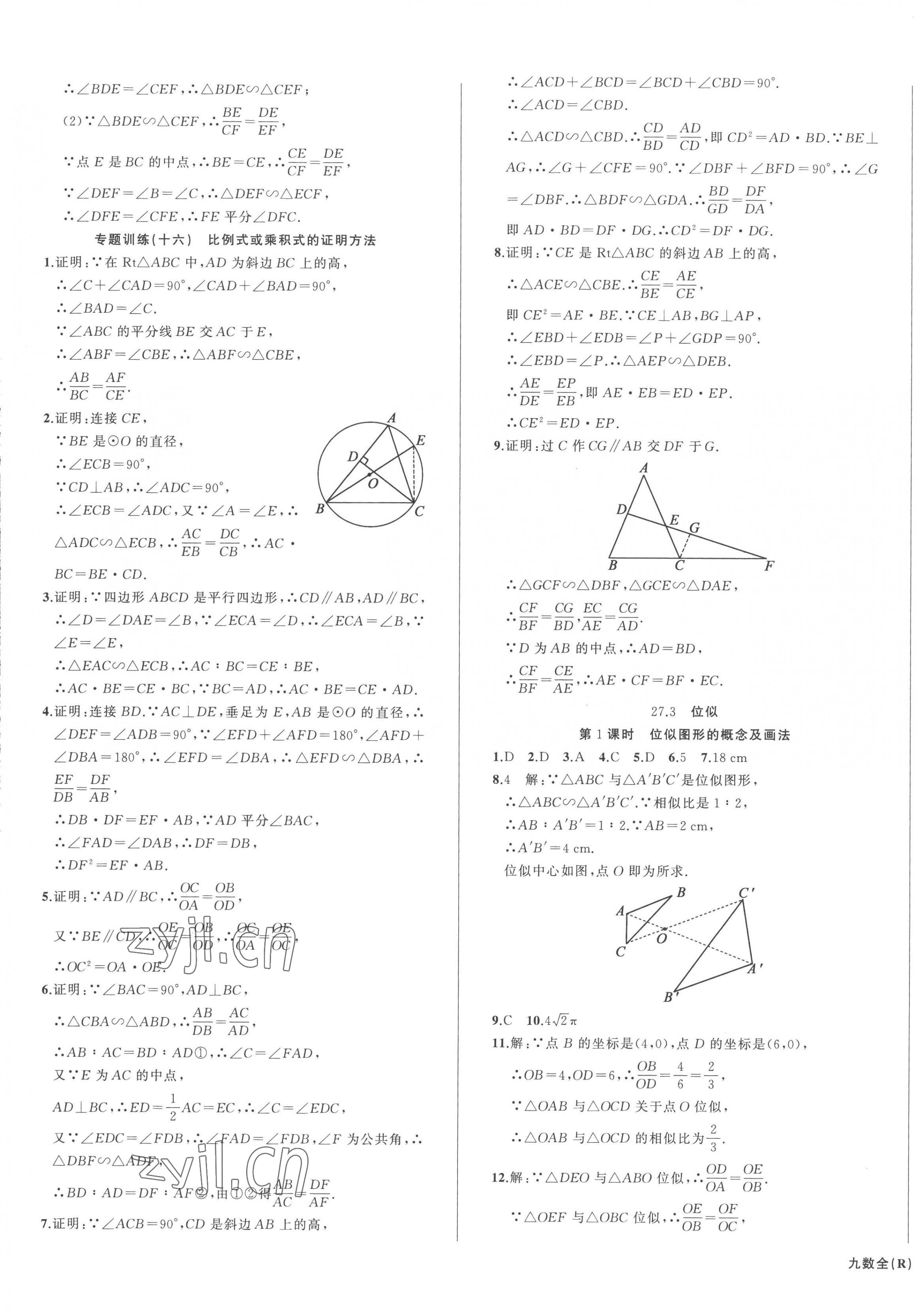 2023年名師面對(duì)面滿分特訓(xùn)方案九年級(jí)數(shù)學(xué)全一冊(cè)人教版臺(tái)州專版 第17頁(yè)