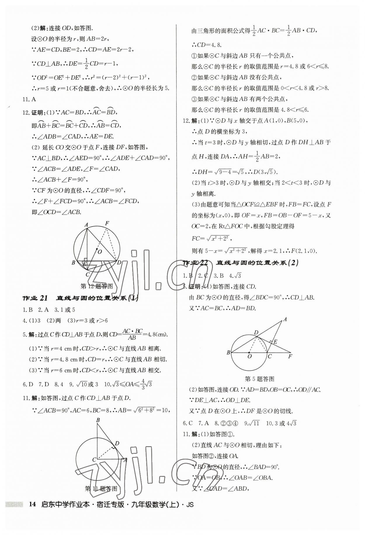 2023年启东中学作业本九年级数学上册苏科版宿迁专版 第14页