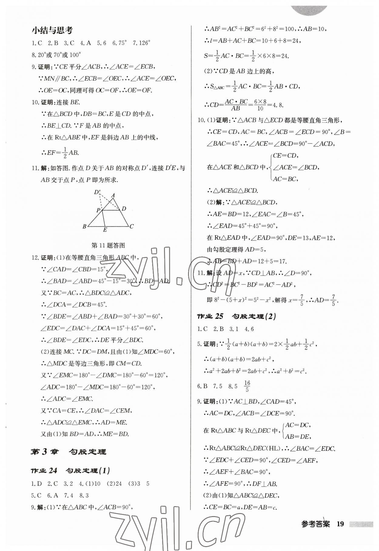 2023年启东中学作业本八年级数学上册苏科版宿迁专版 第19页