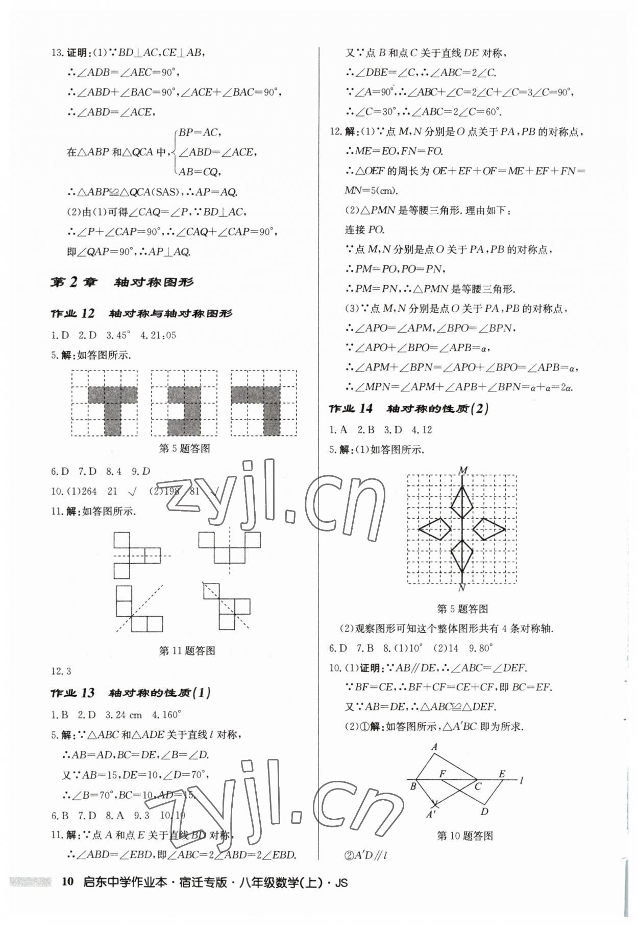 2023年启东中学作业本八年级数学上册苏科版宿迁专版 第10页