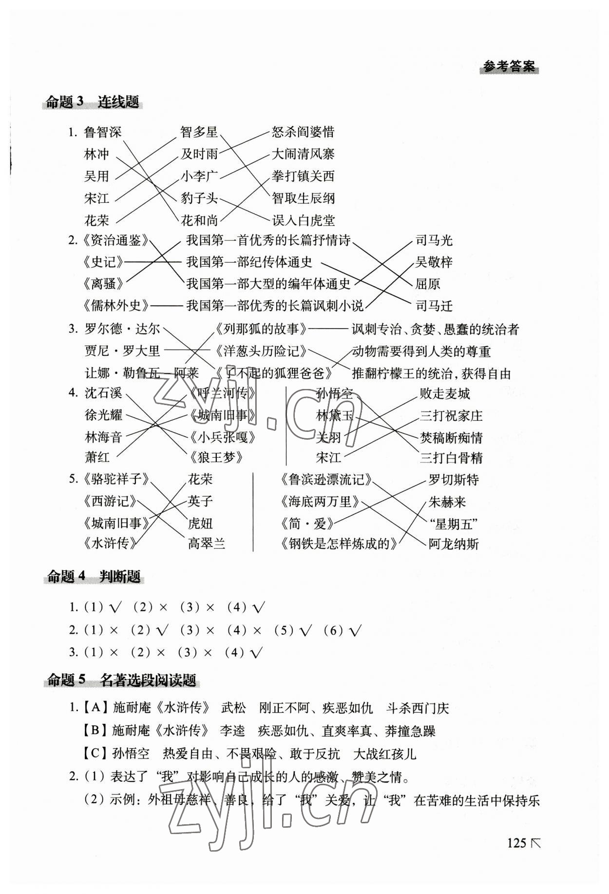 2023年小升初命題解讀綜合素質(zhì)六年級(jí)語(yǔ)文 參考答案第2頁(yè)