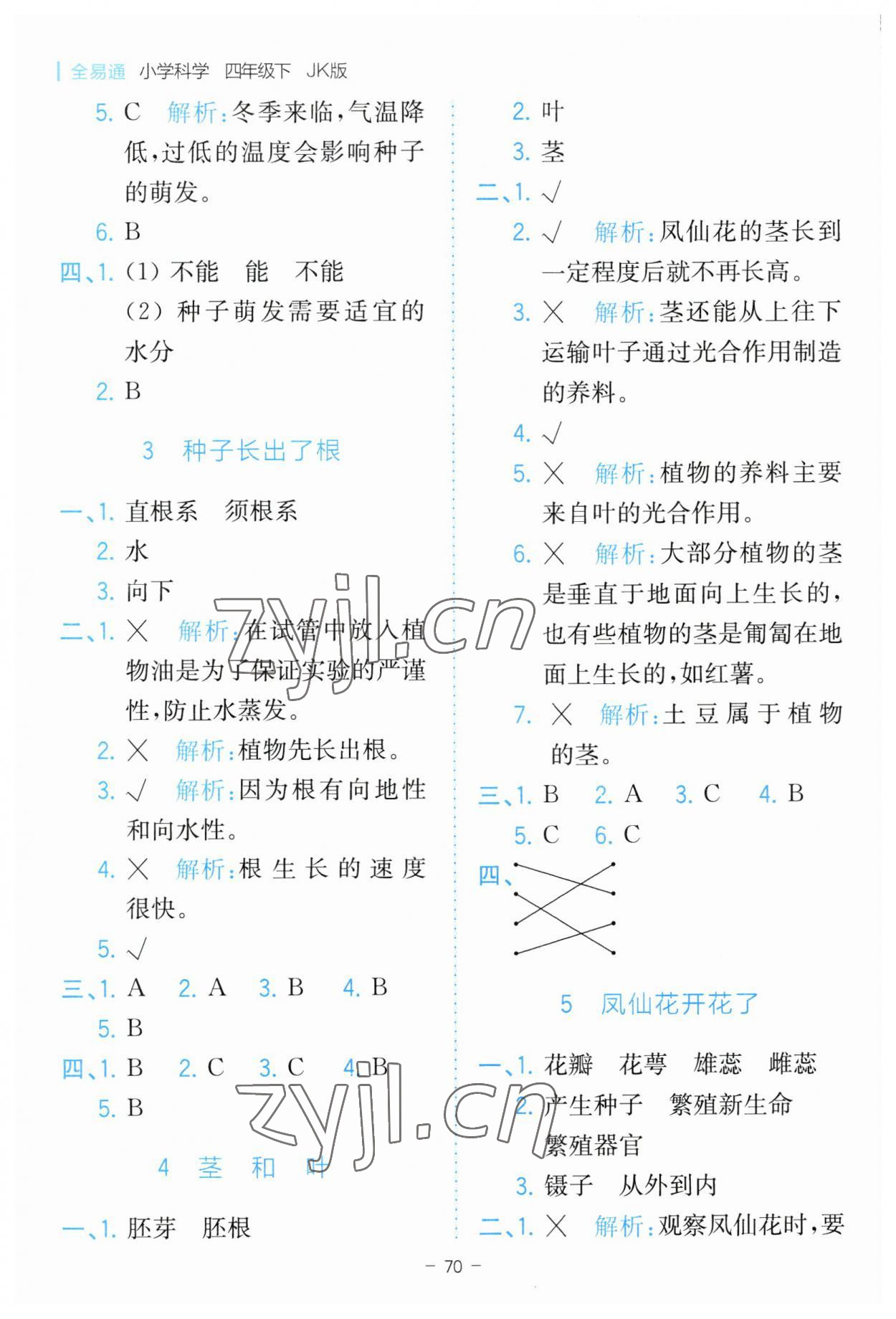 2023年全易通四年级科学下册教科版 参考答案第2页