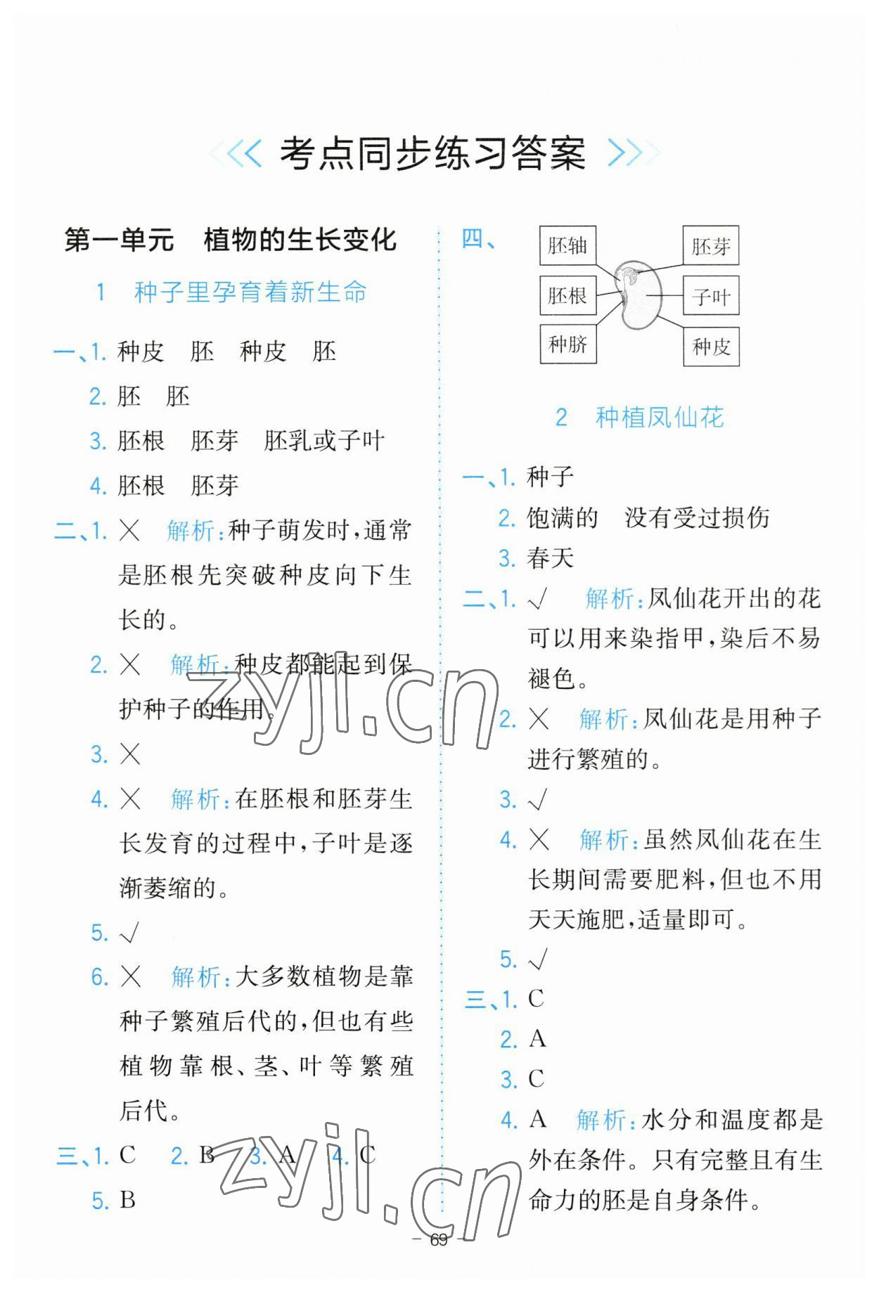 2023年全易通四年级科学下册教科版 参考答案第1页