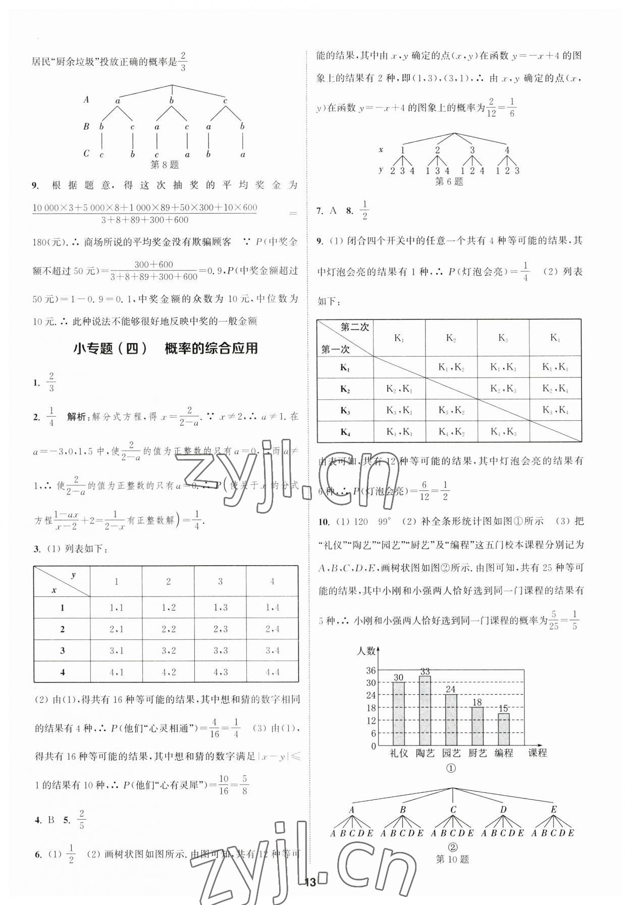 2023年通城學(xué)典課時作業(yè)本九年級數(shù)學(xué)全一冊浙教版 參考答案第12頁