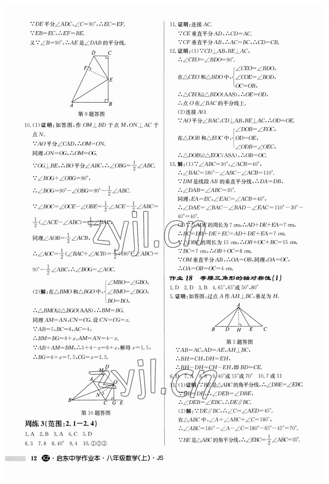 2023年啟東中學(xué)作業(yè)本八年級(jí)數(shù)學(xué)上冊(cè)蘇科版徐州專版 第12頁(yè)