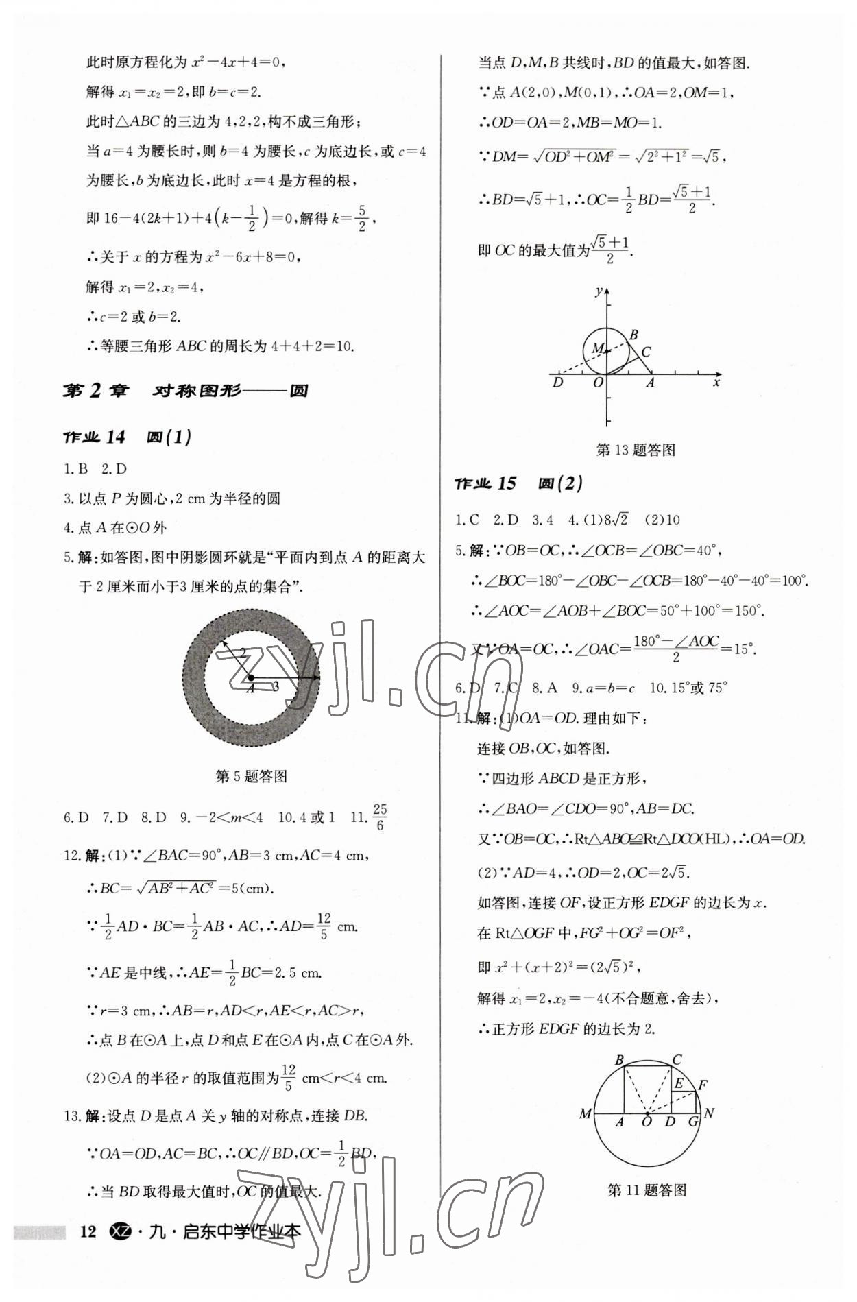 2023年啟東中學作業(yè)本九年級數學上冊蘇科版徐州專版 第12頁