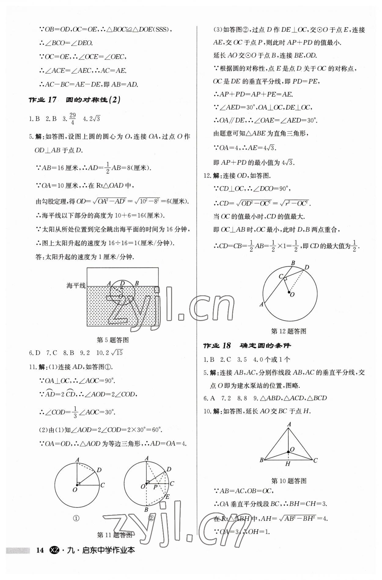 2023年啟東中學(xué)作業(yè)本九年級(jí)數(shù)學(xué)上冊(cè)蘇科版徐州專版 第14頁