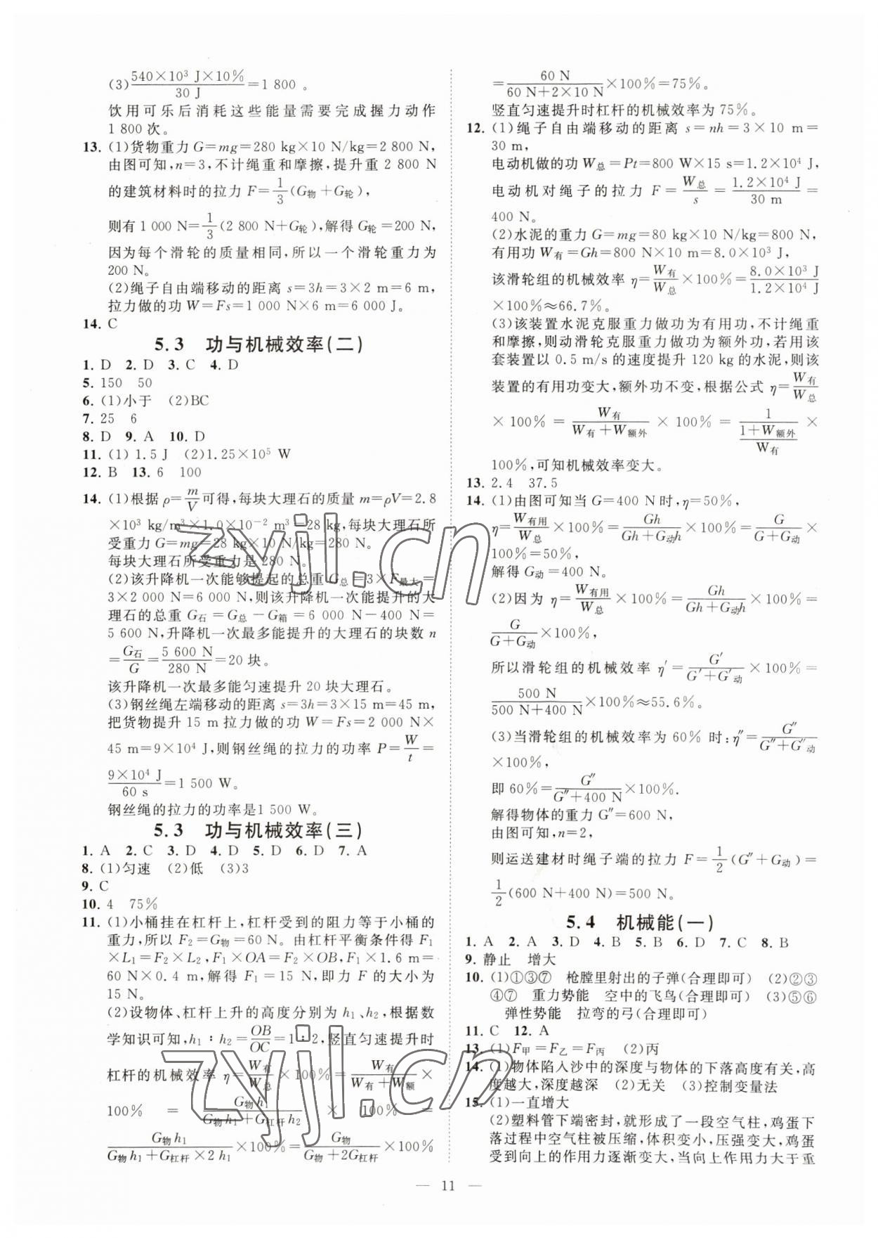 2023年全效學(xué)習(xí)九年級科學(xué)上下冊華師大版精華版 參考答案第10頁