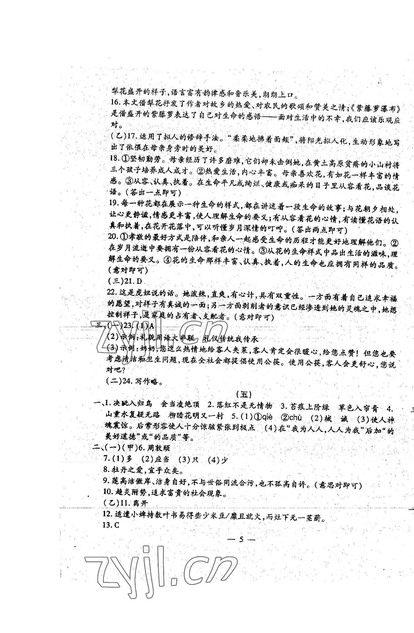 2023年名校調(diào)研系列卷期末小綜合七年級(jí)下冊(cè)人教版 第5頁(yè)