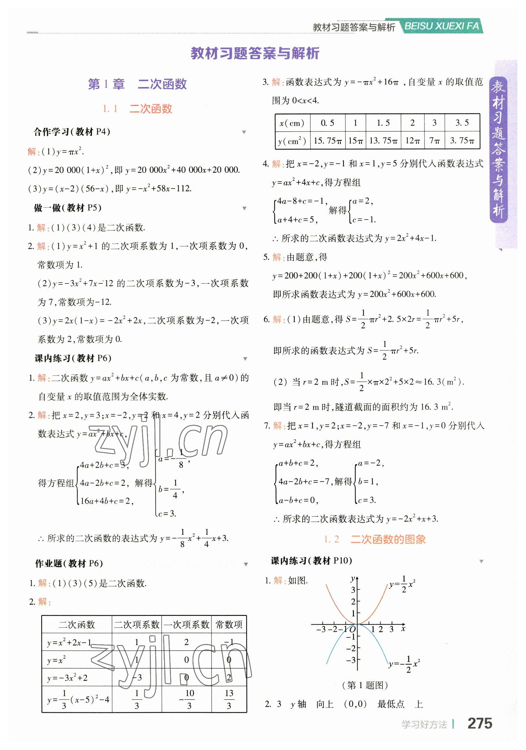 2023年教材課本九年級(jí)數(shù)學(xué)上冊(cè)浙教版 參考答案第1頁