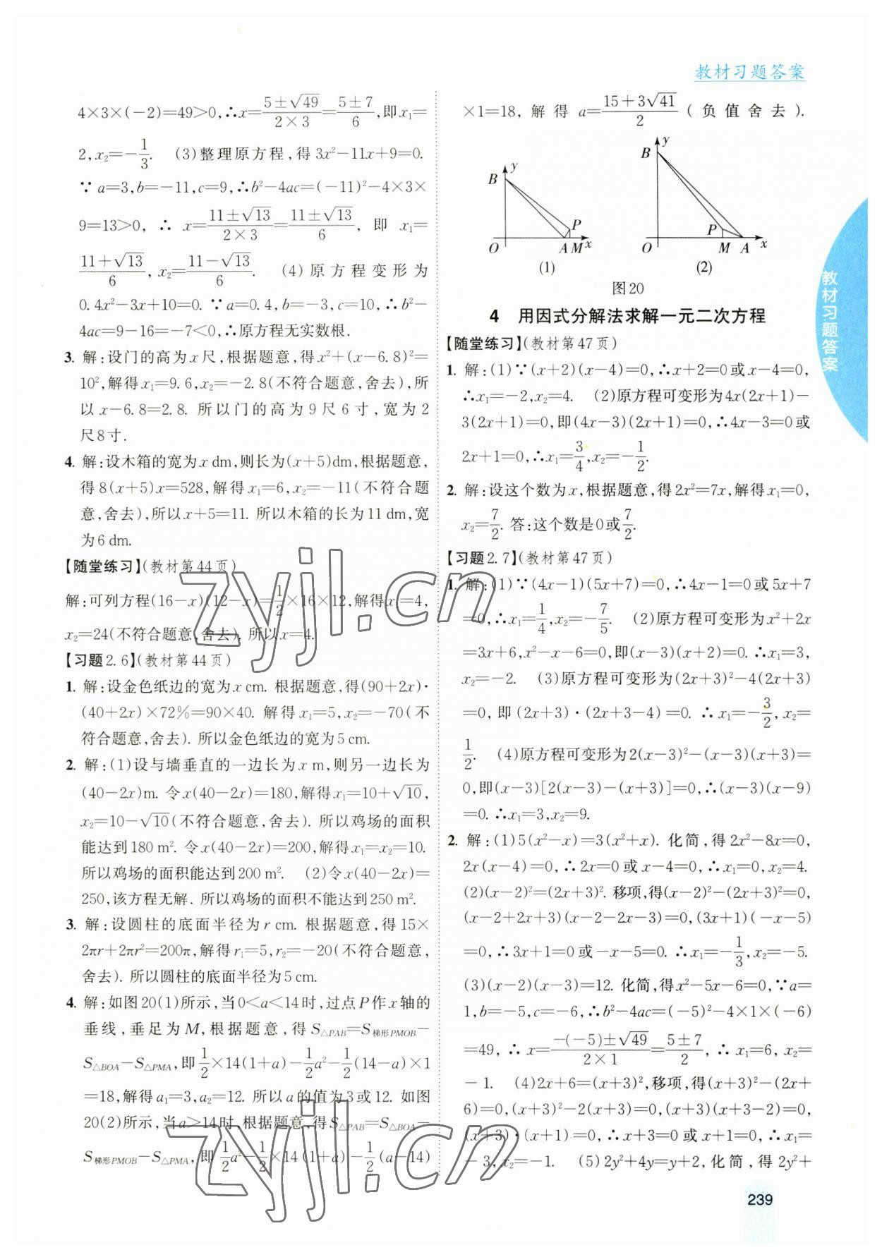 2023年尖子生学案九年级数学上册北师大版 参考答案第8页