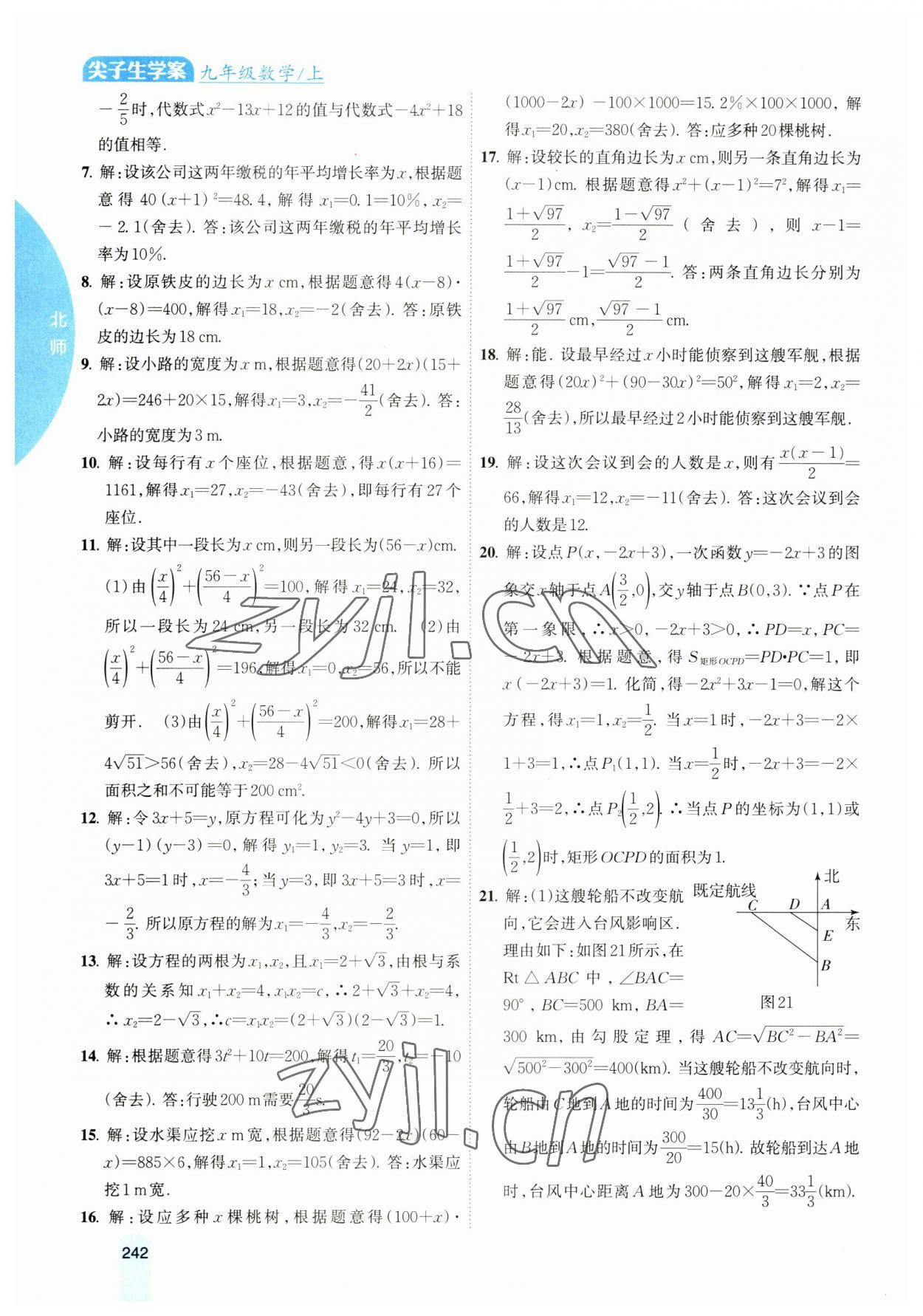 2023年尖子生学案九年级数学上册北师大版 参考答案第11页