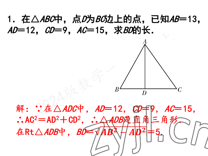 2023年一本通武汉出版社八年级数学上册北师大版 参考答案第9页