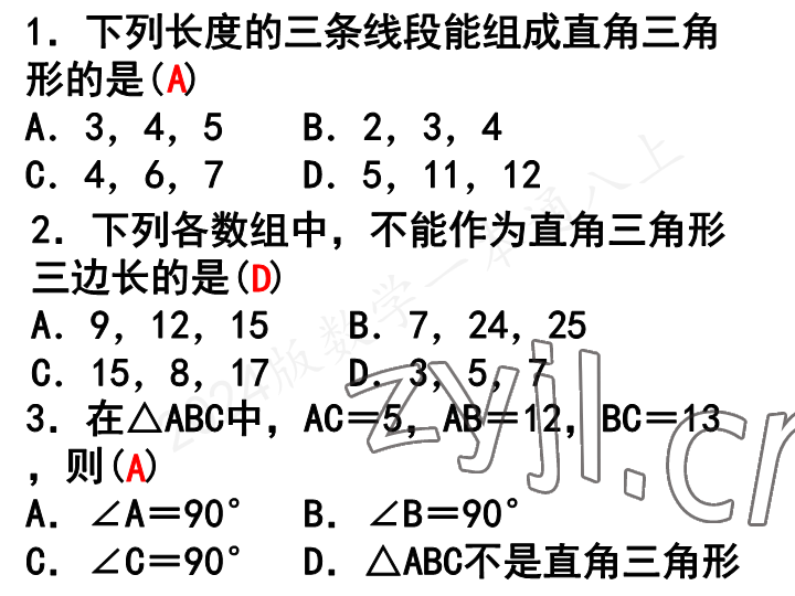 2023年一本通武汉出版社八年级数学上册北师大版 参考答案第16页