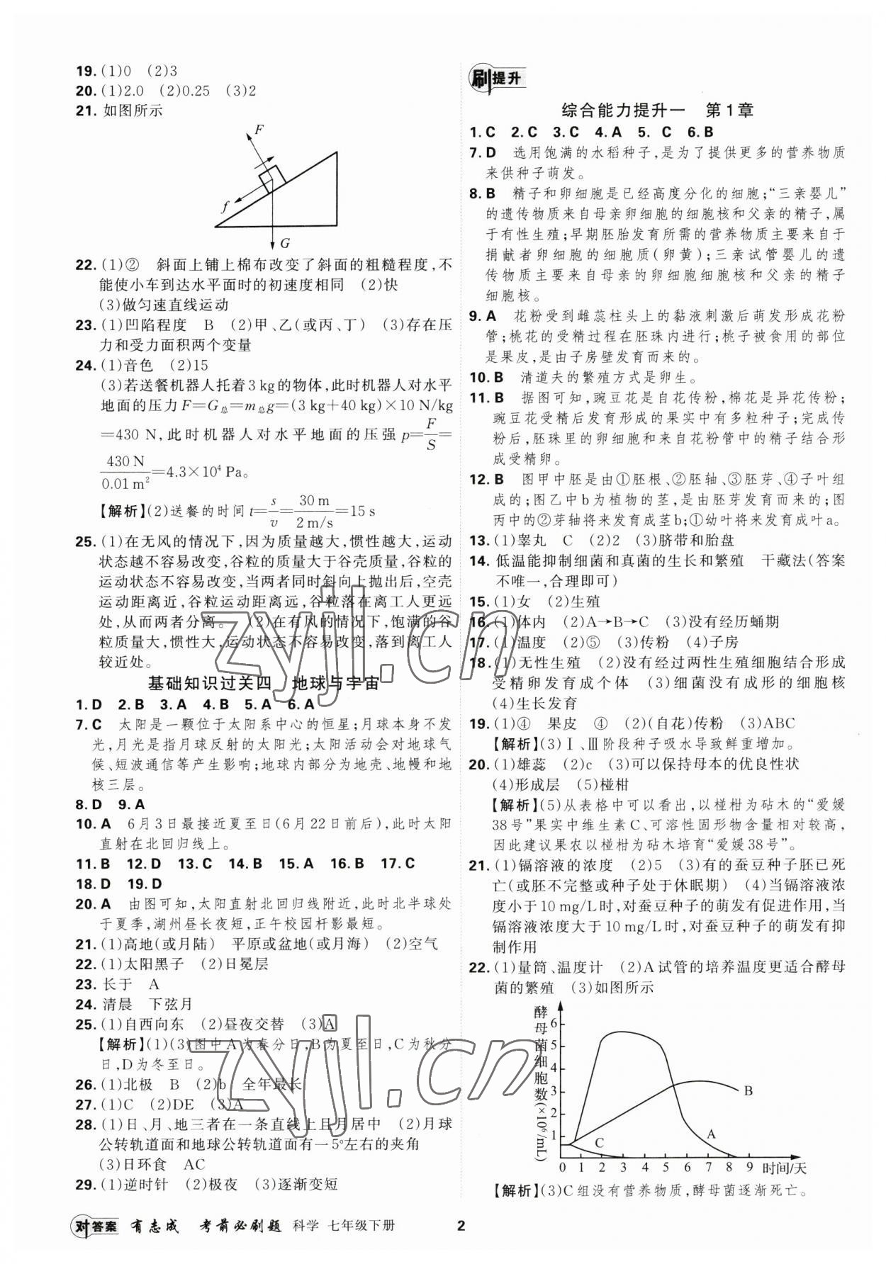 2023年有志成考前必刷題七年級科學(xué)下冊浙教版 第2頁