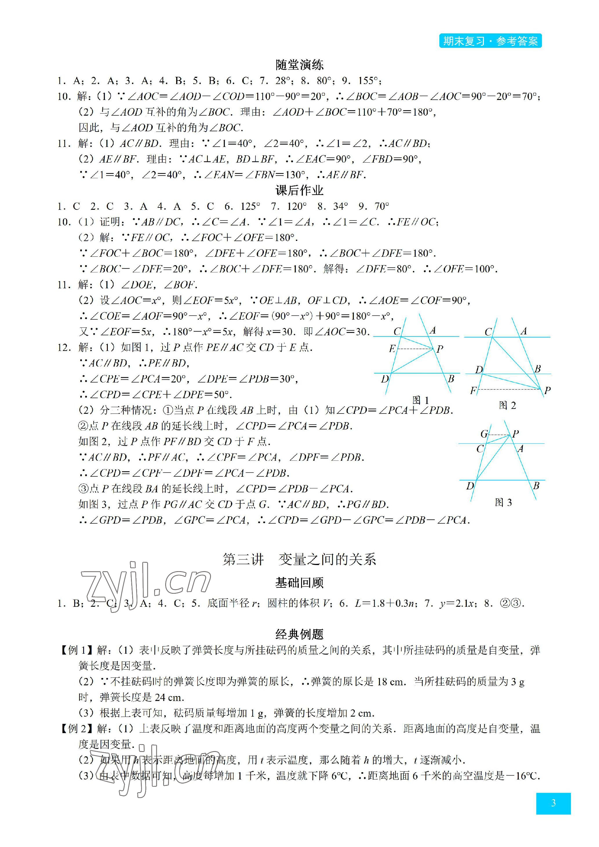 2023年A典學案沖刺100分七年級數(shù)學下冊北師大版 參考答案第3頁